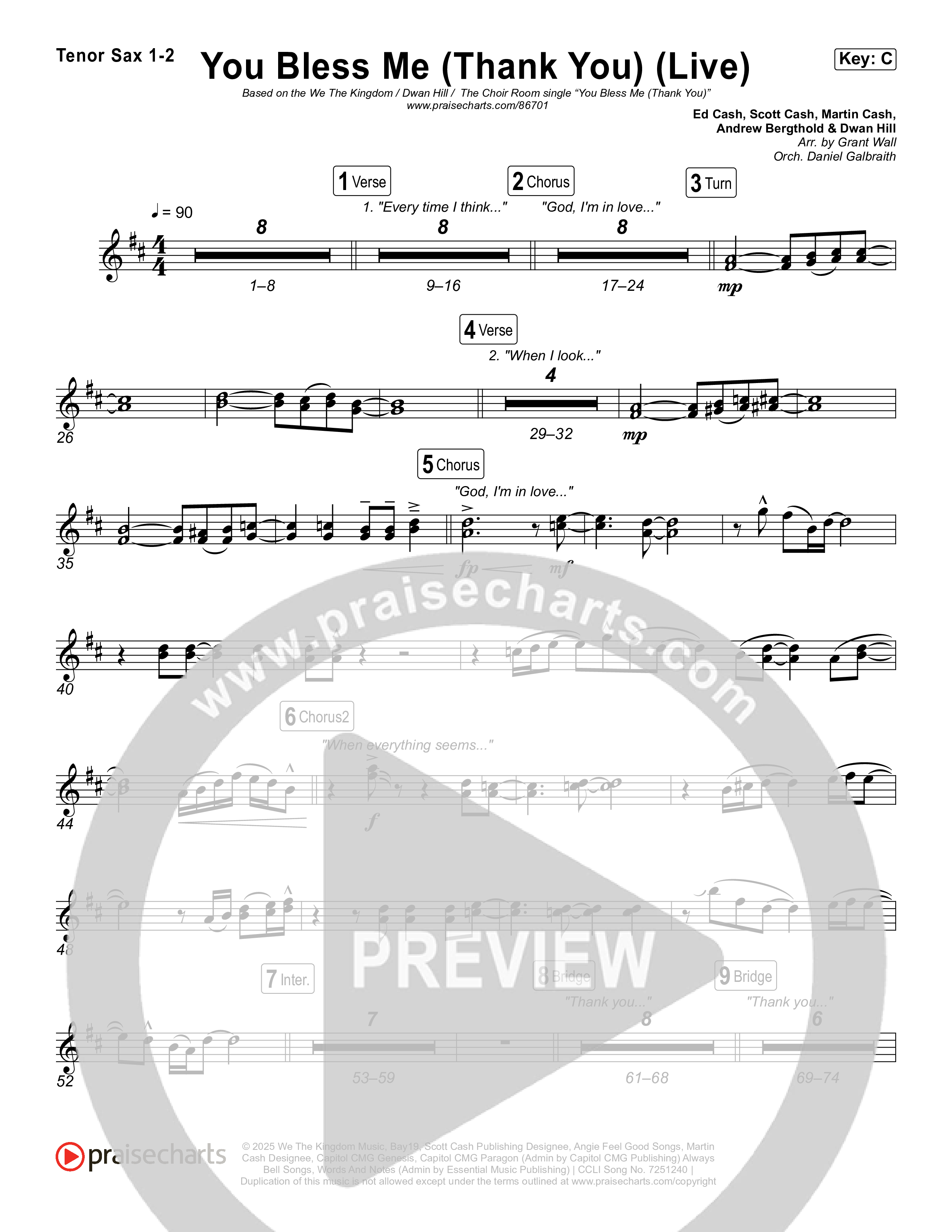 You Bless Me (Thank You) (Live) Sax Pack (We The Kingdom / Dwan Hill / The Choir Room)