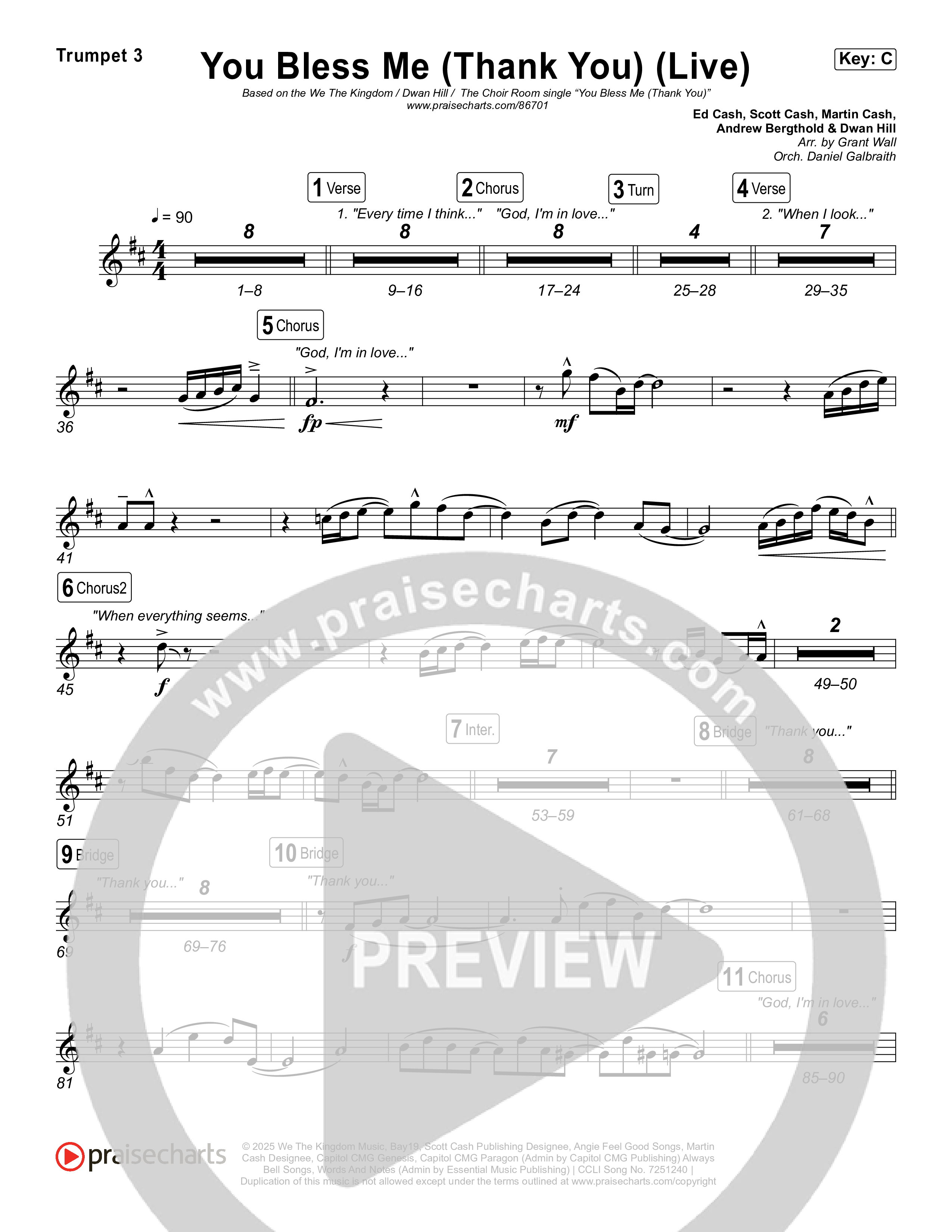 You Bless Me (Thank You) (Live) Trumpet 3 (We The Kingdom / Dwan Hill / The Choir Room)