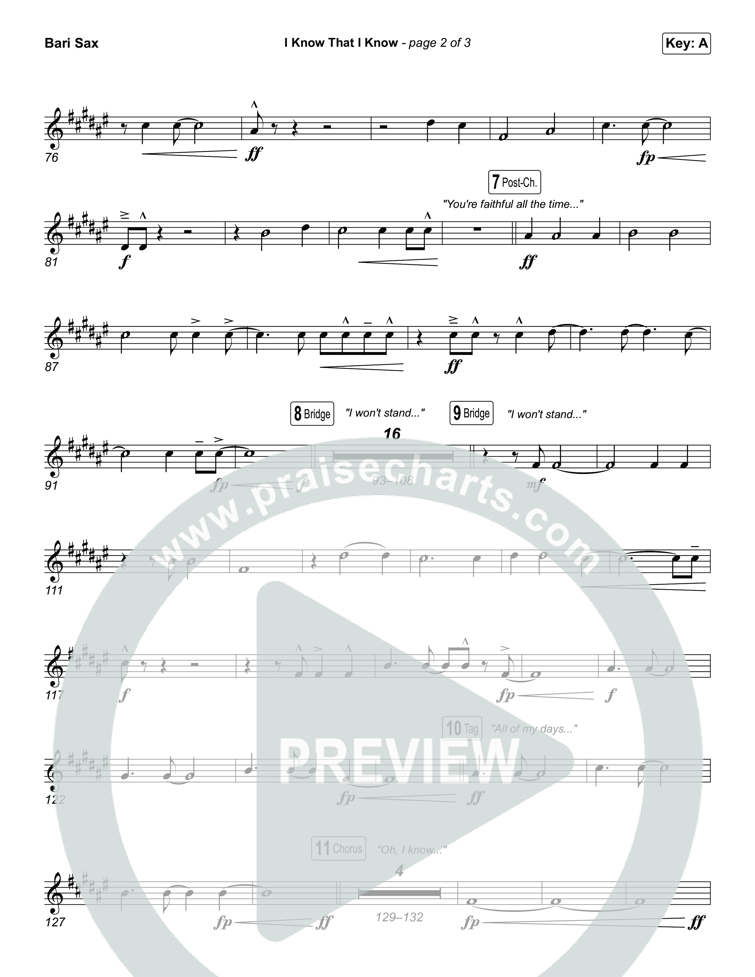 I Know That I Know Bari Sax (The Belonging Co / David Dennis)