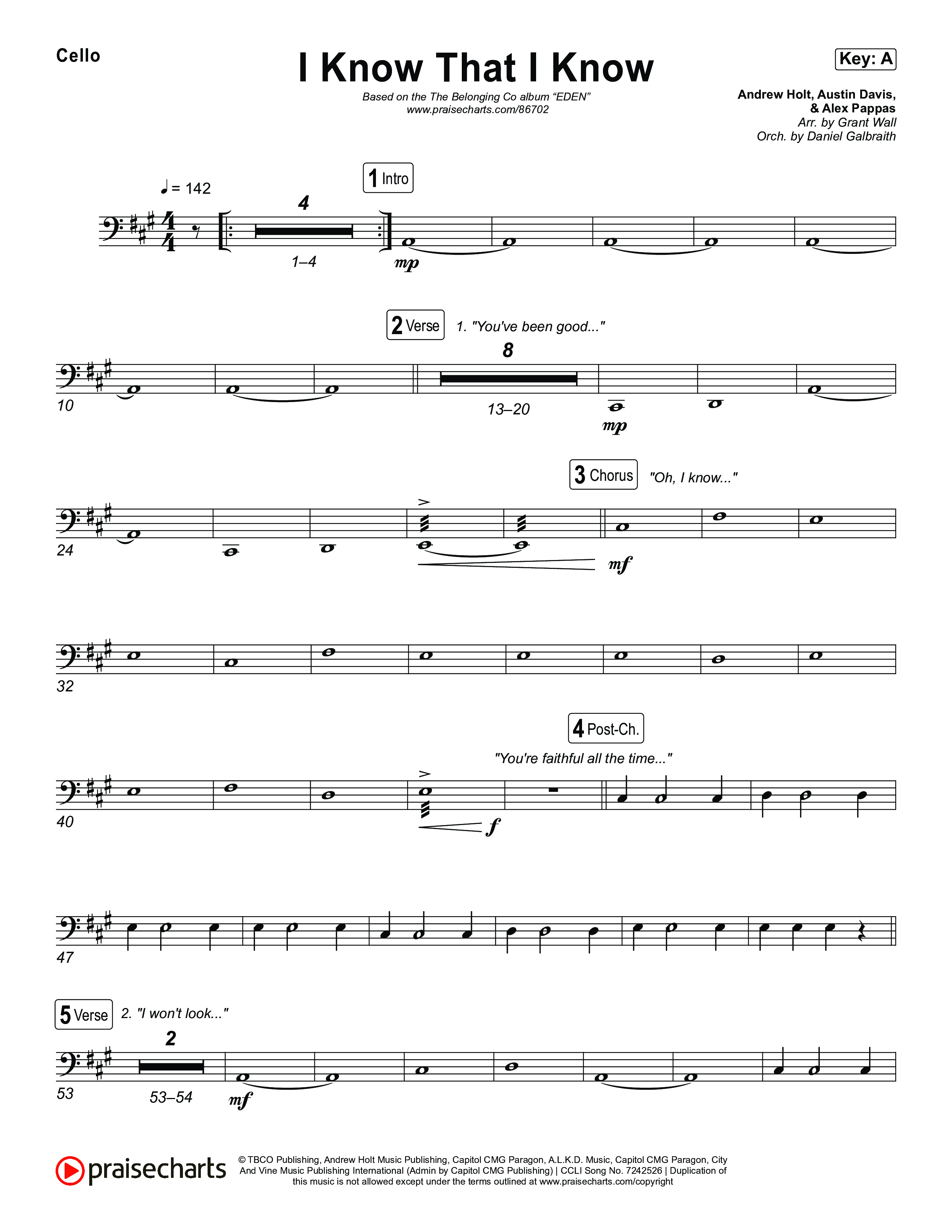 I Know That I Know Cello (The Belonging Co / David Dennis)