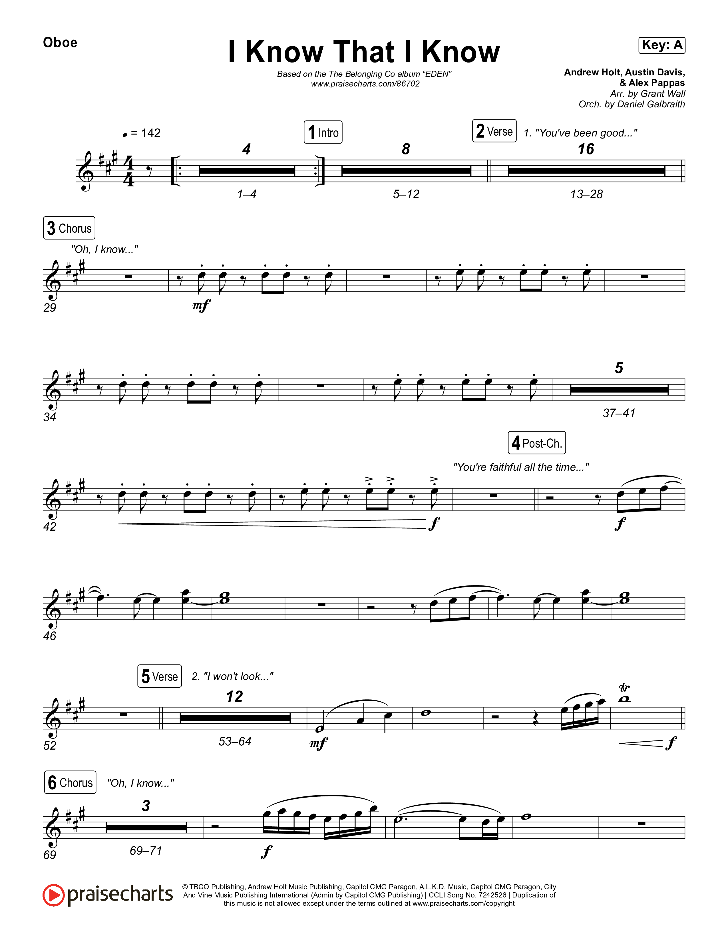 I Know That I Know Oboe (The Belonging Co / David Dennis)