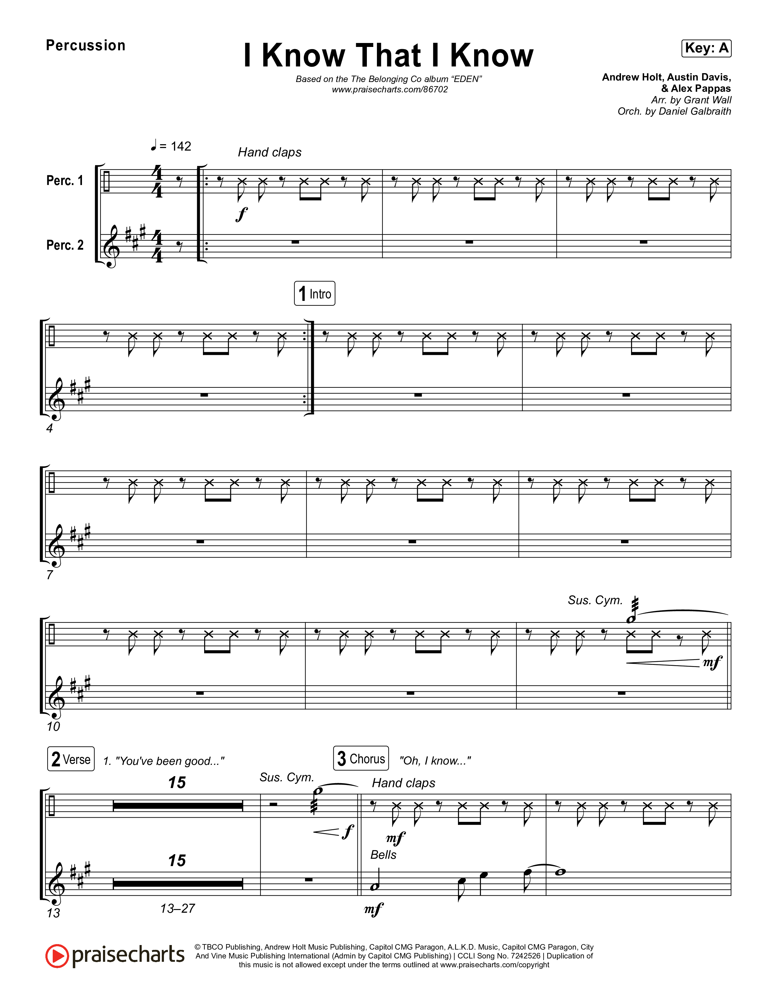 I Know That I Know Percussion (The Belonging Co / David Dennis)