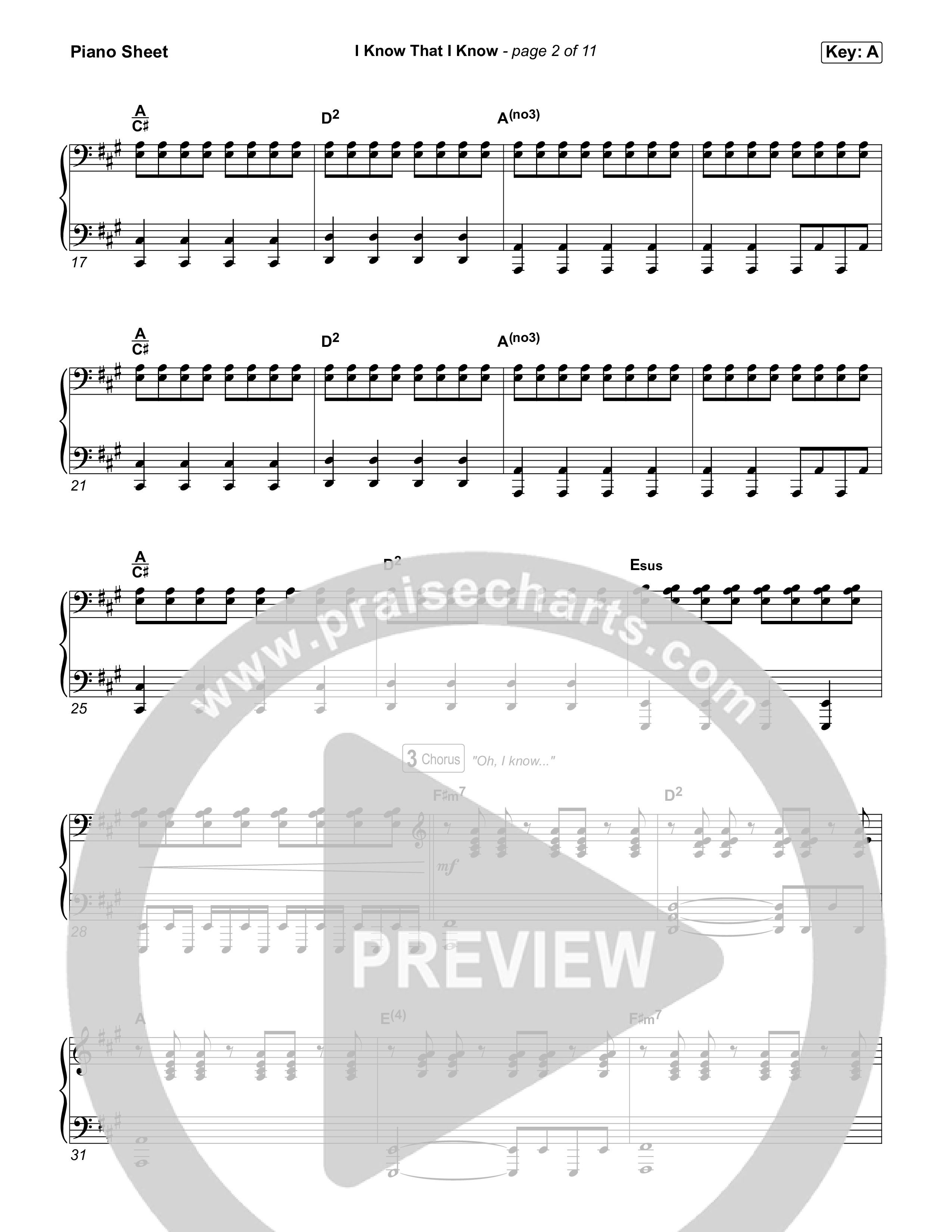 I Know That I Know Piano Sheet (The Belonging Co / David Dennis)