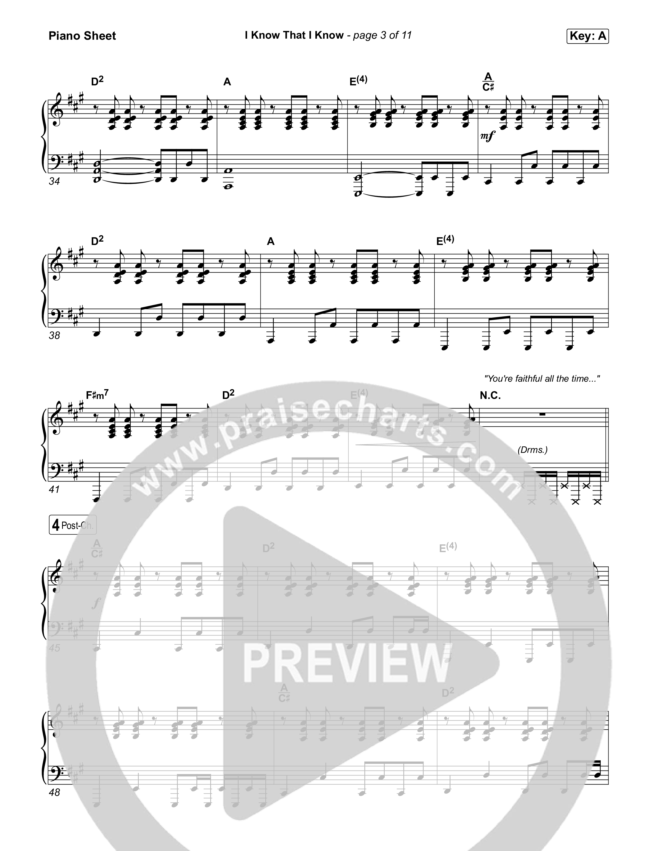 I Know That I Know Piano Sheet (The Belonging Co / David Dennis)