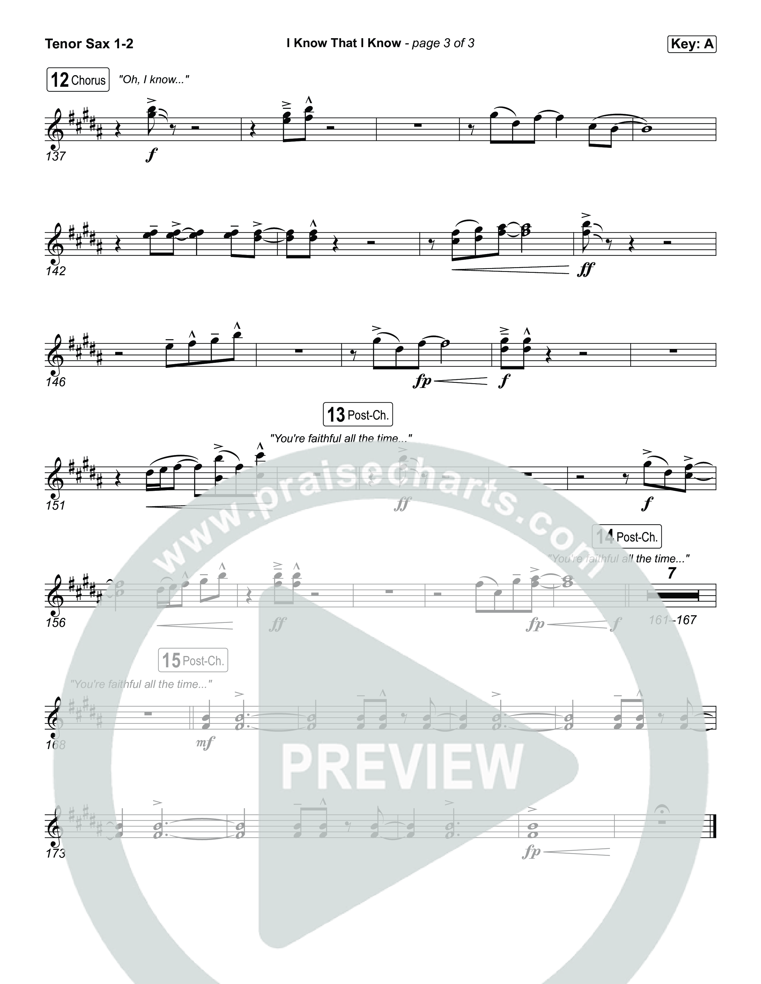 I Know That I Know Tenor Sax 1,2 (The Belonging Co / David Dennis)