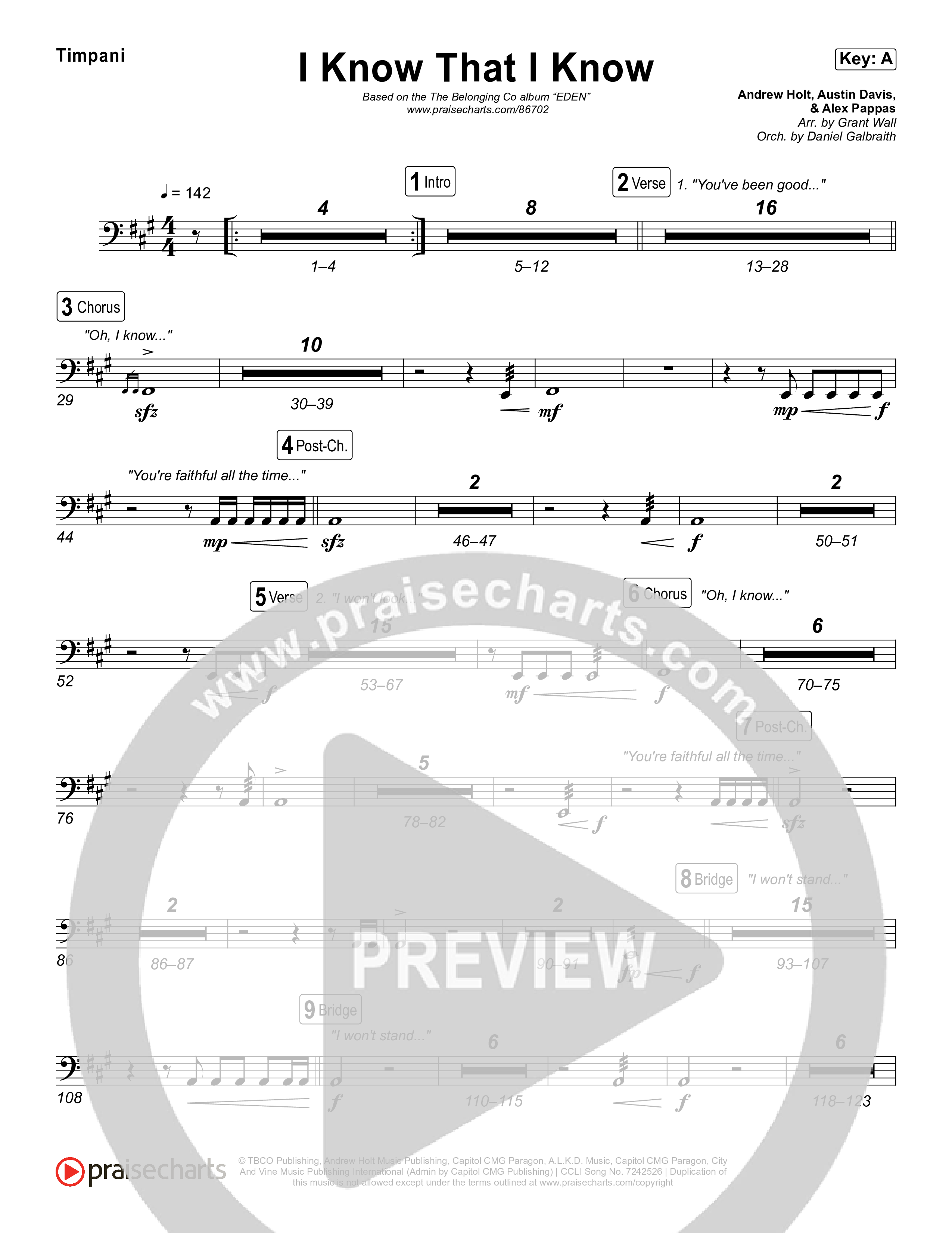 I Know That I Know Timpani (The Belonging Co / David Dennis)