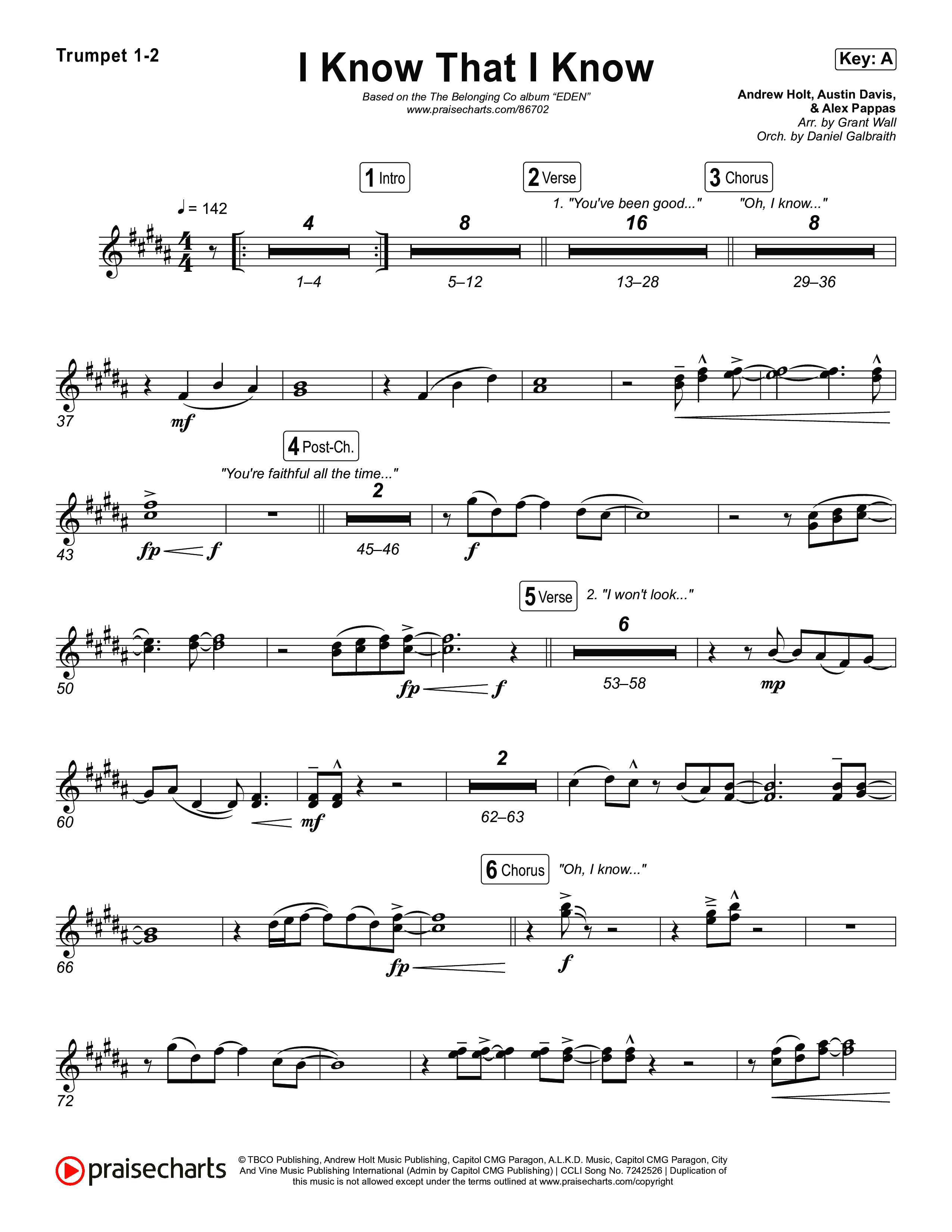 I Know That I Know Trumpet 1,2 (The Belonging Co / David Dennis)