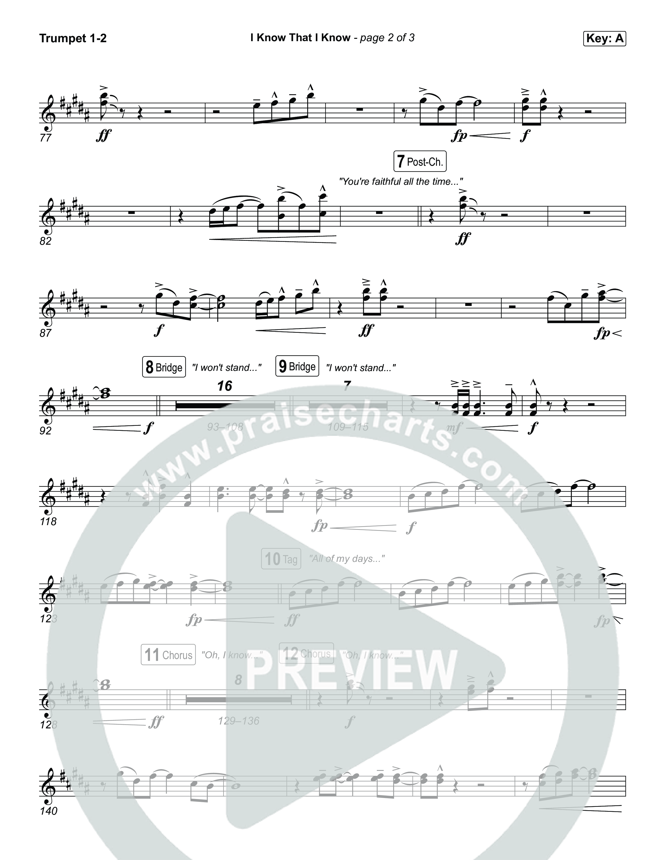 I Know That I Know Trumpet 1,2 (The Belonging Co / David Dennis)