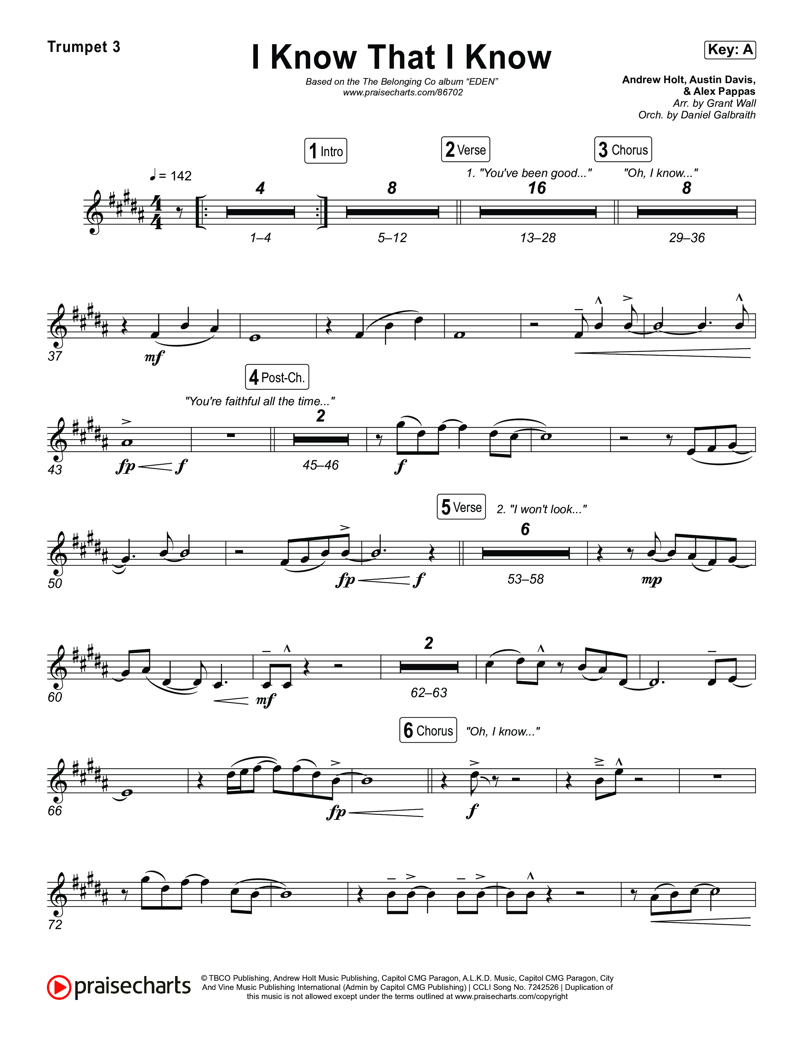 I Know That I Know Trumpet 3 (The Belonging Co / David Dennis)