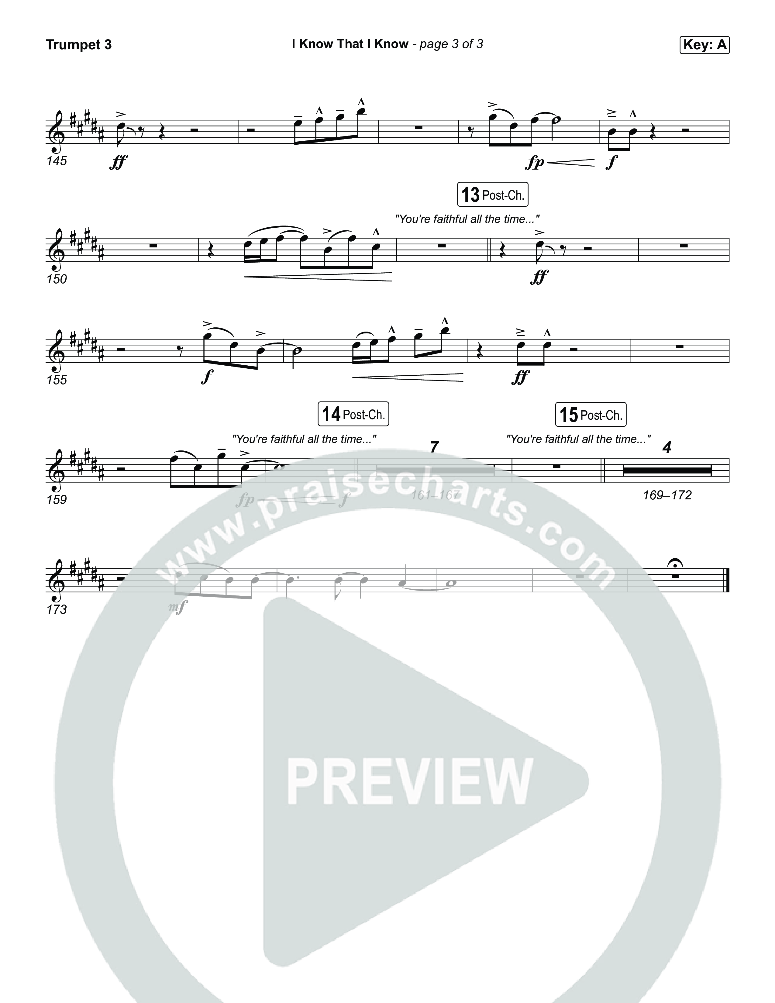 I Know That I Know Trumpet 3 (The Belonging Co / David Dennis)