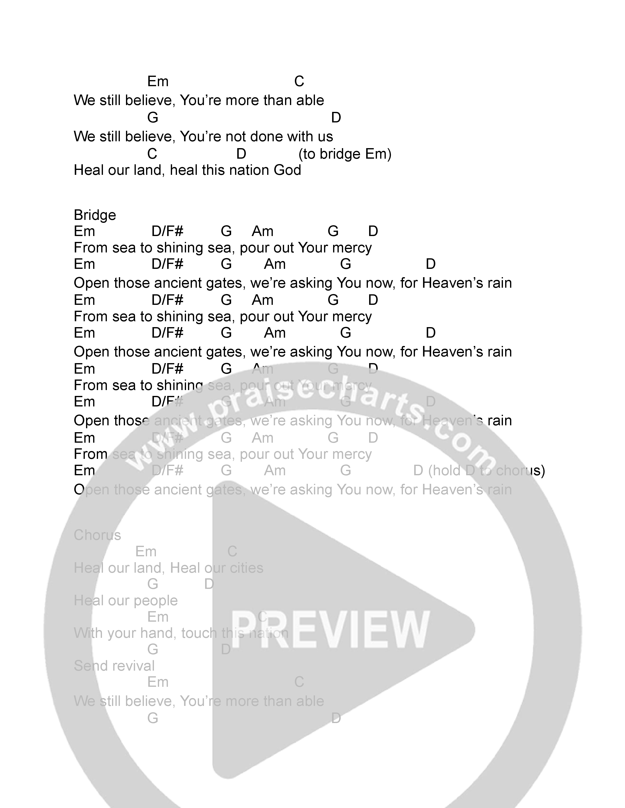 Heal Our Land Chord Chart (Phil King)