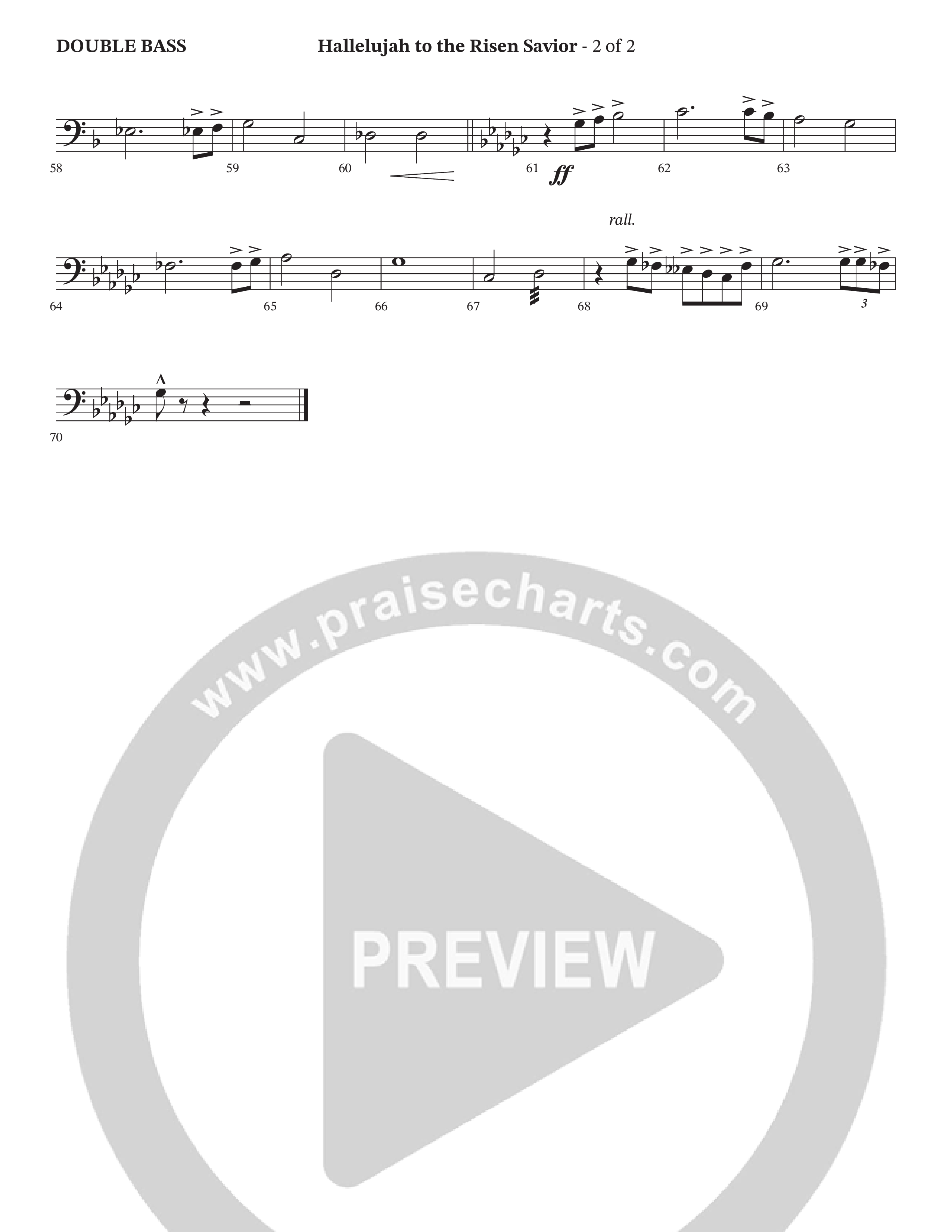 Hallelujah To The Risen Savior (Choral Anthem SATB) Double Bass (The Kramers / Arr. Cliff Duren / Orch. Wayne Haun)