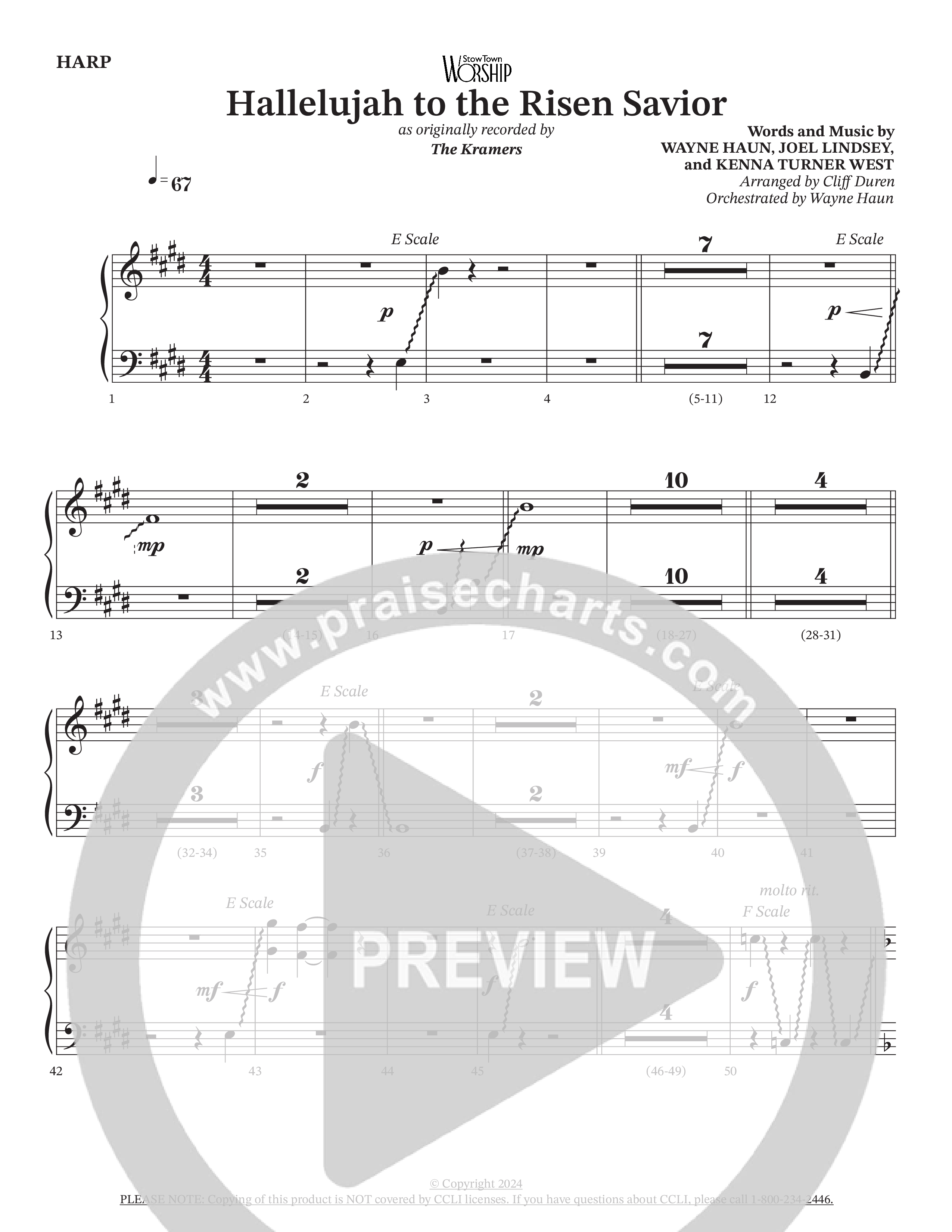 Hallelujah To The Risen Savior (Choral Anthem SATB) Harp (The Kramers / Arr. Cliff Duren / Orch. Wayne Haun)