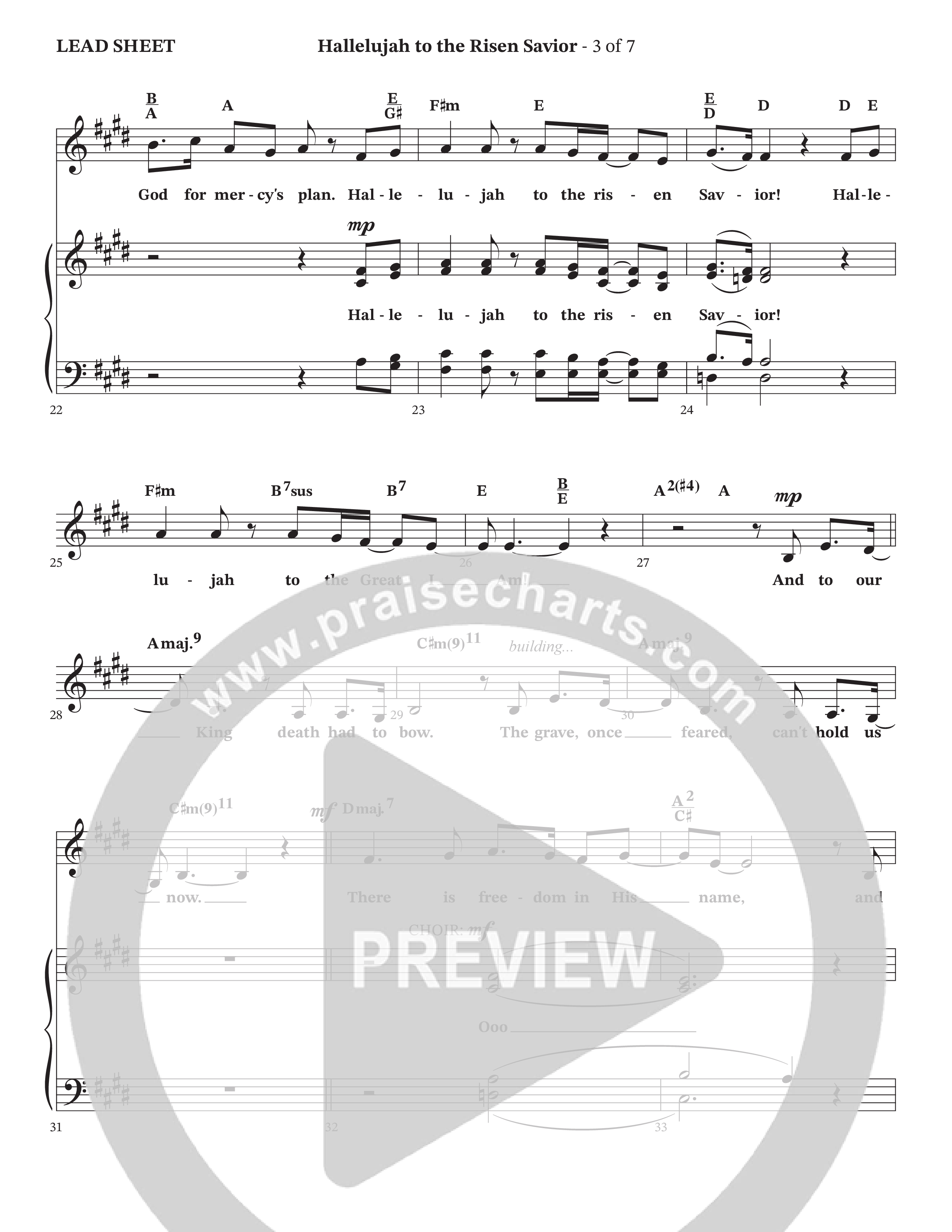 Hallelujah To The Risen Savior (Choral Anthem SATB) Lead Sheet (SAT) (The Kramers / Arr. Cliff Duren / Orch. Wayne Haun)