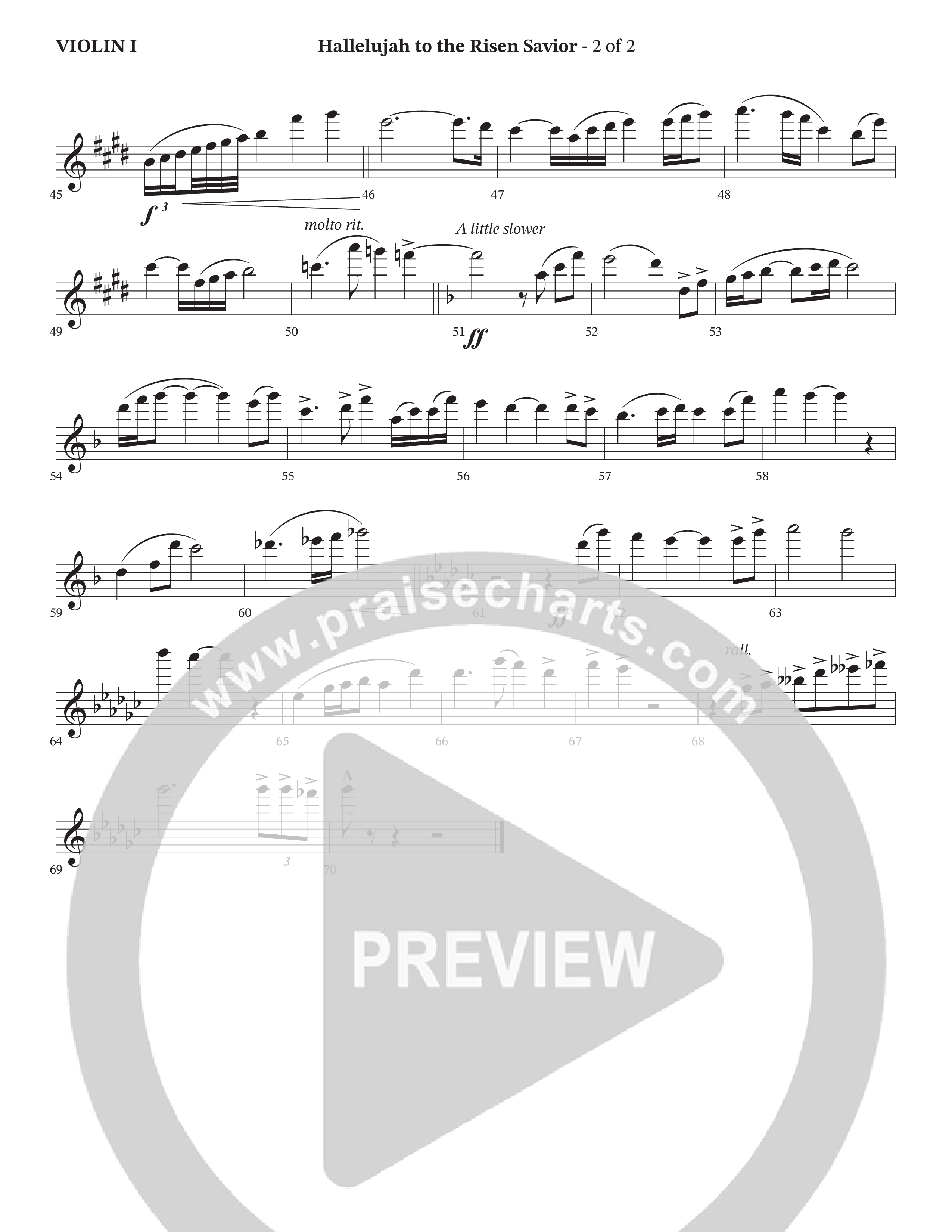 Hallelujah To The Risen Savior (Choral Anthem SATB) Violin 1 (The Kramers / Arr. Cliff Duren / Orch. Wayne Haun)