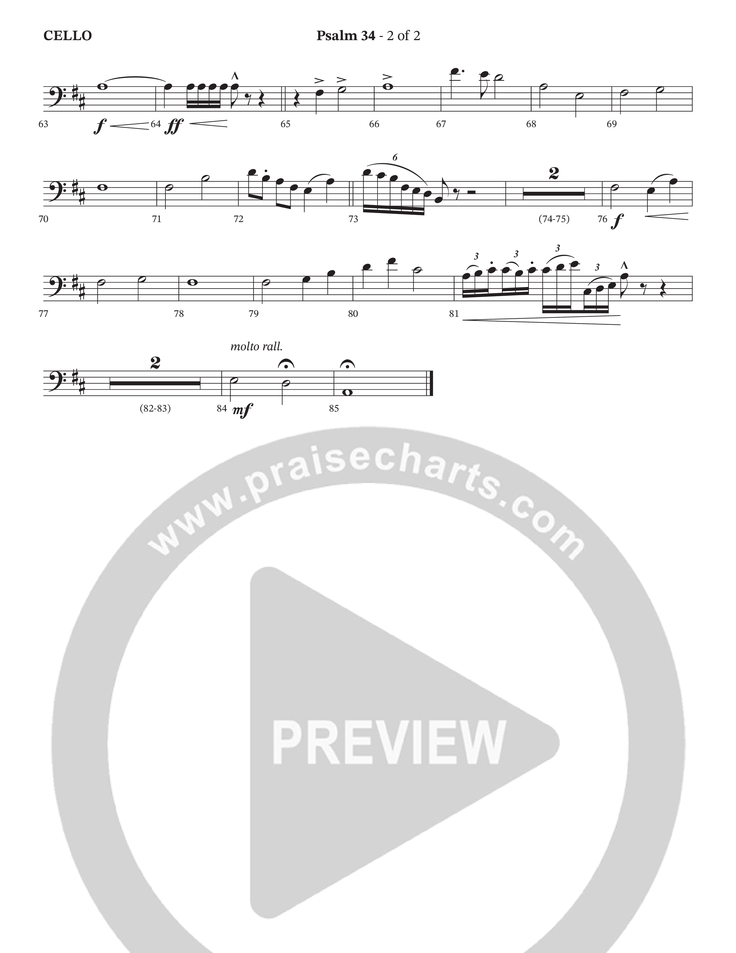 Psalm 34 (Choral Anthem SATB) Cello (The Kramers / Arr. Wayne Haun)