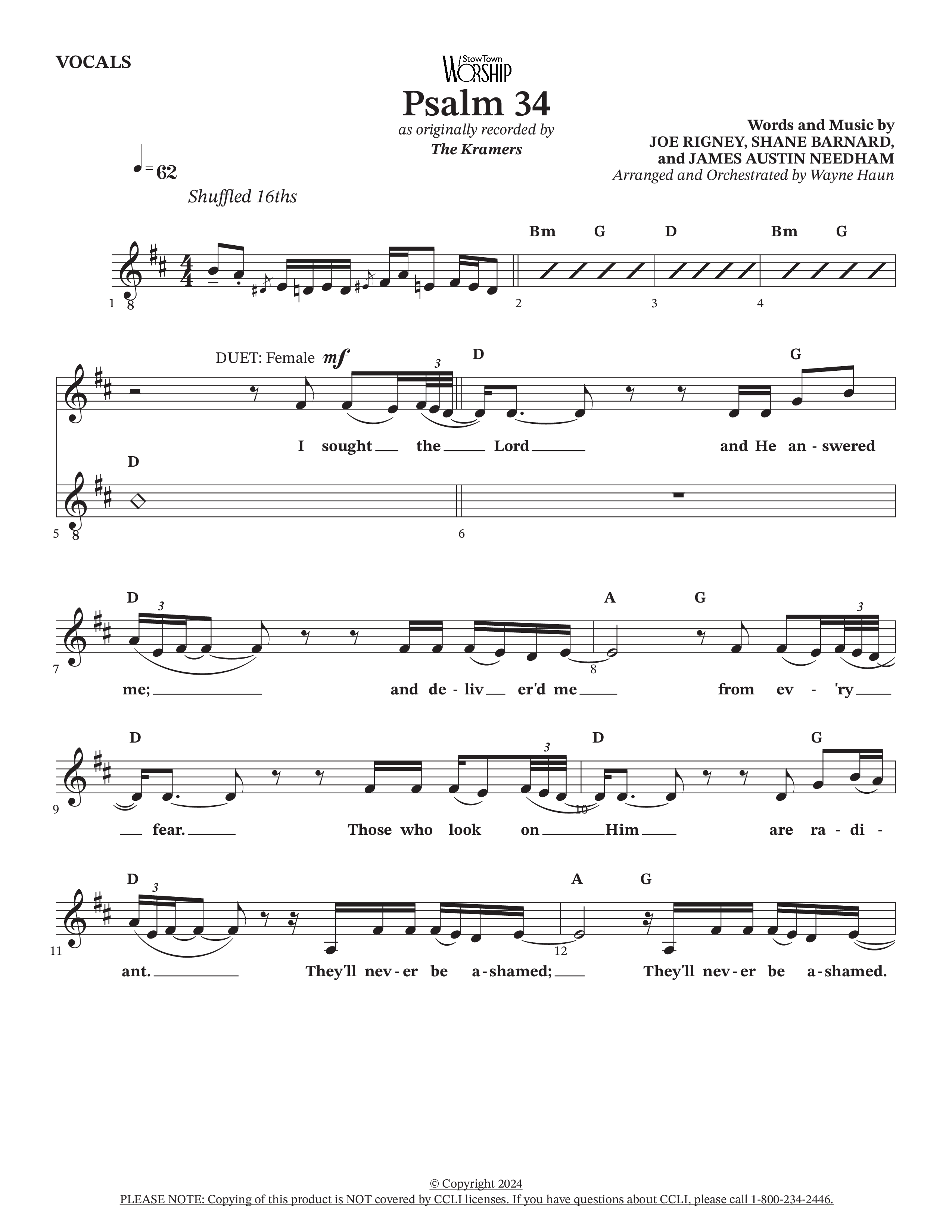Psalm 34 (Choral Anthem SATB) Choir Sheet (The Kramers / Arr. Wayne Haun)