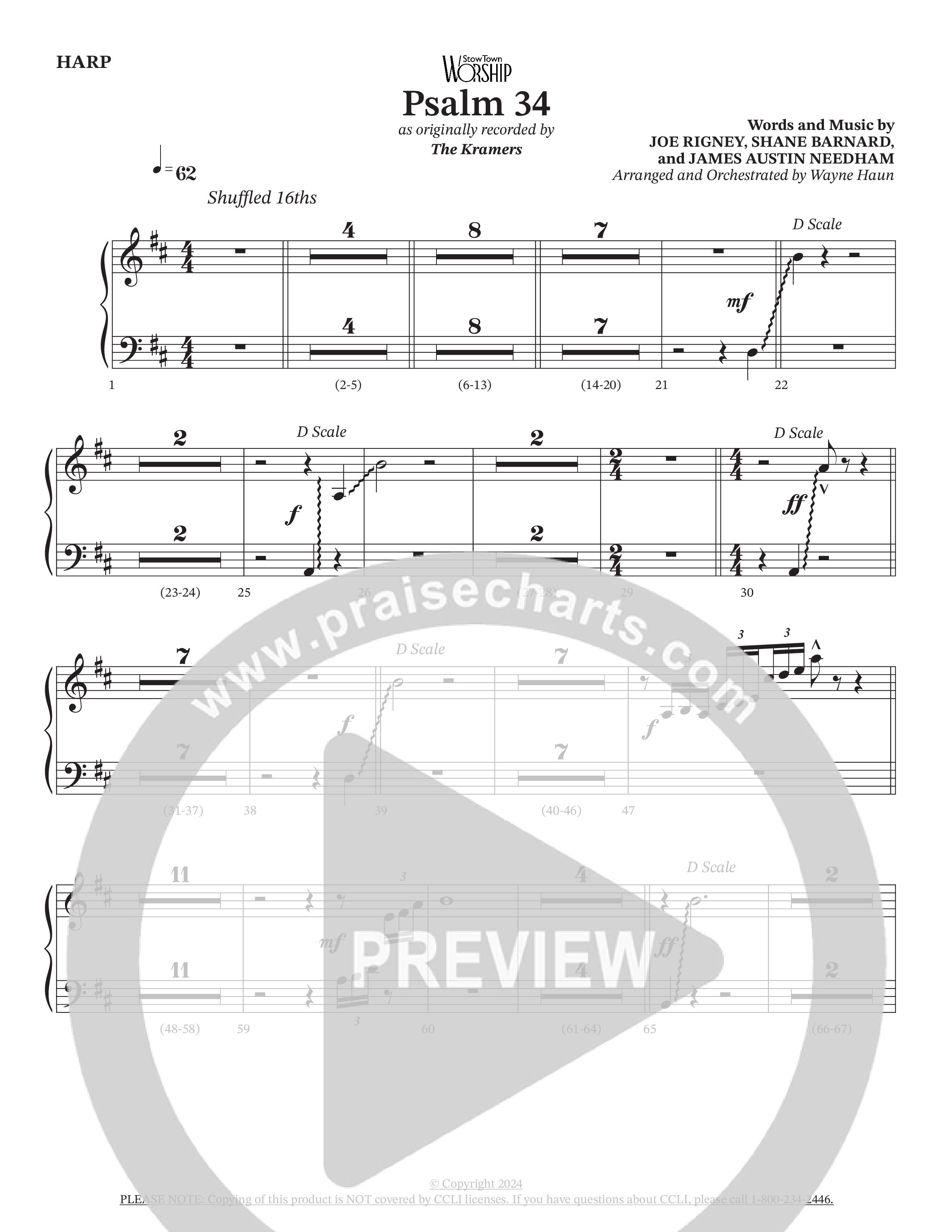 Psalm 34 (Choral Anthem SATB) Harp (The Kramers / Arr. Wayne Haun)