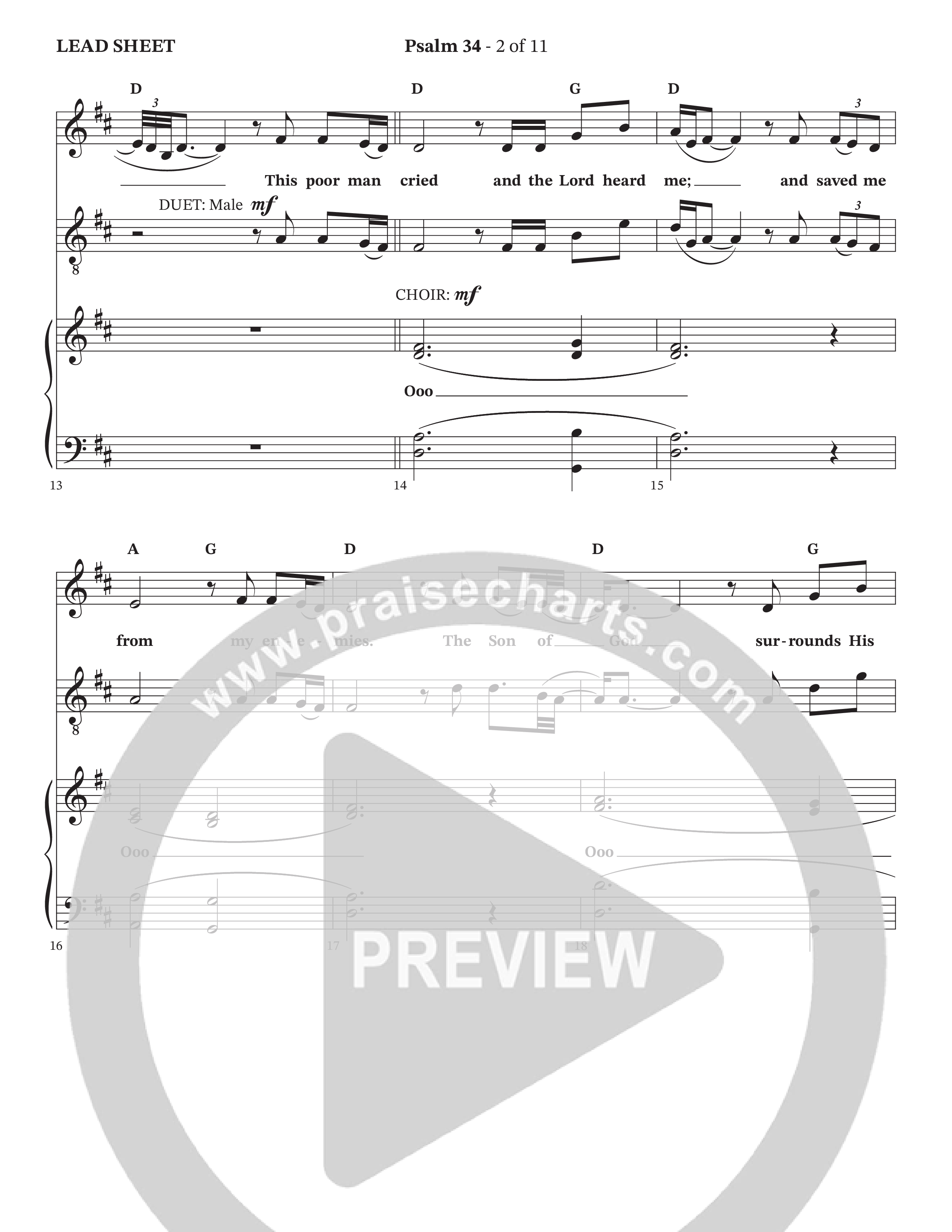 Psalm 34 (Choral Anthem SATB) Lead Sheet (SAT) (The Kramers / Arr. Wayne Haun)
