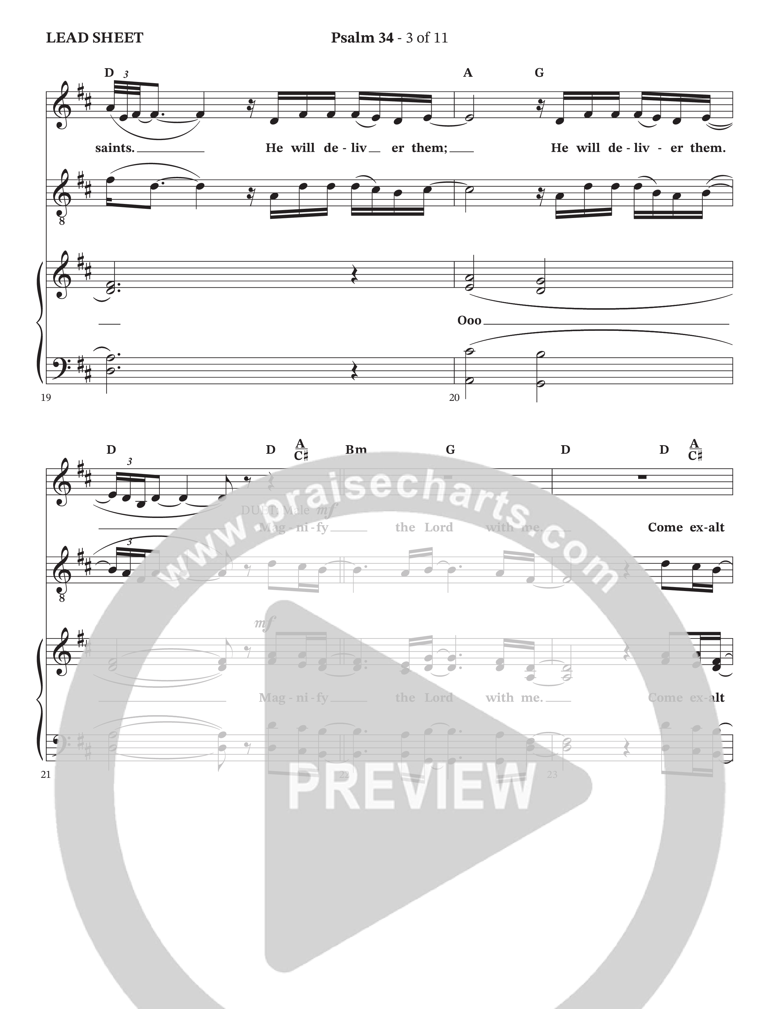 Psalm 34 (Choral Anthem SATB) Lead Sheet (SAT) (The Kramers / Arr. Wayne Haun)