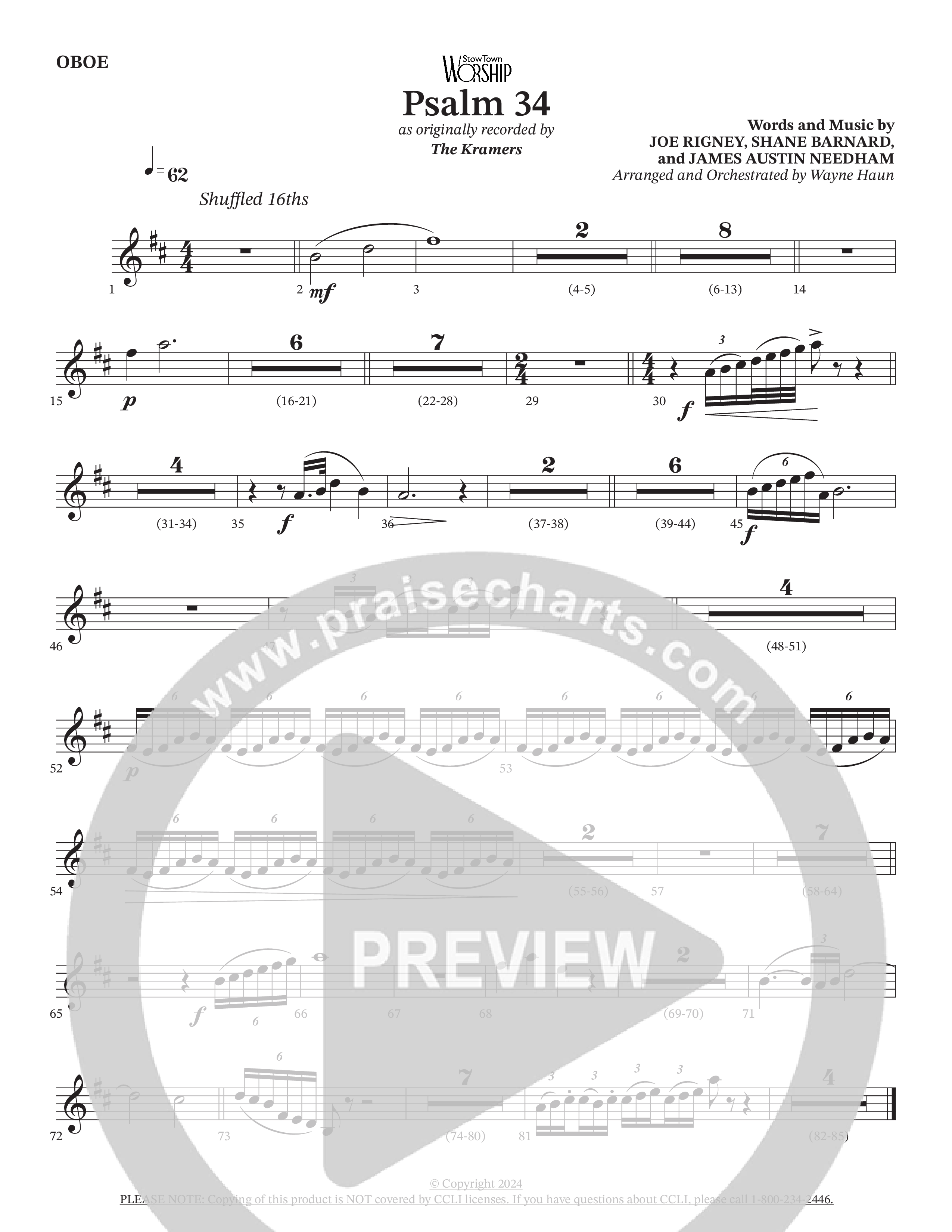 Psalm 34 (Choral Anthem SATB) Wind Pack (The Kramers / Arr. Wayne Haun)