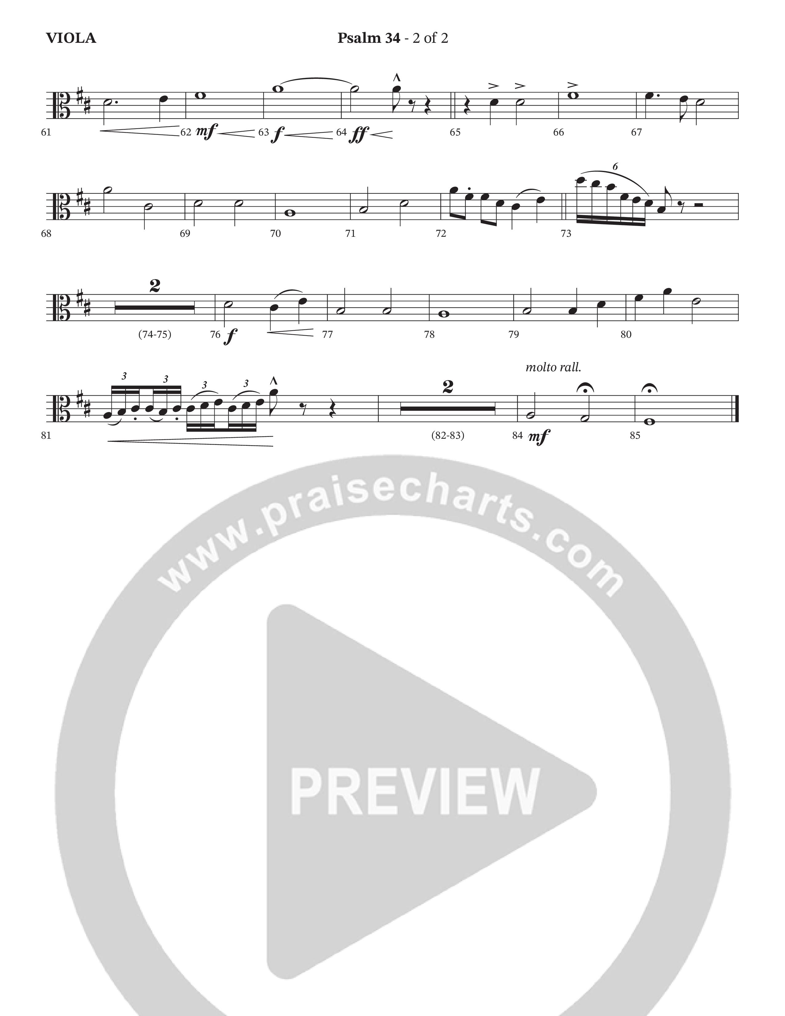 Psalm 34 (Choral Anthem SATB) Viola (The Kramers / Arr. Wayne Haun)