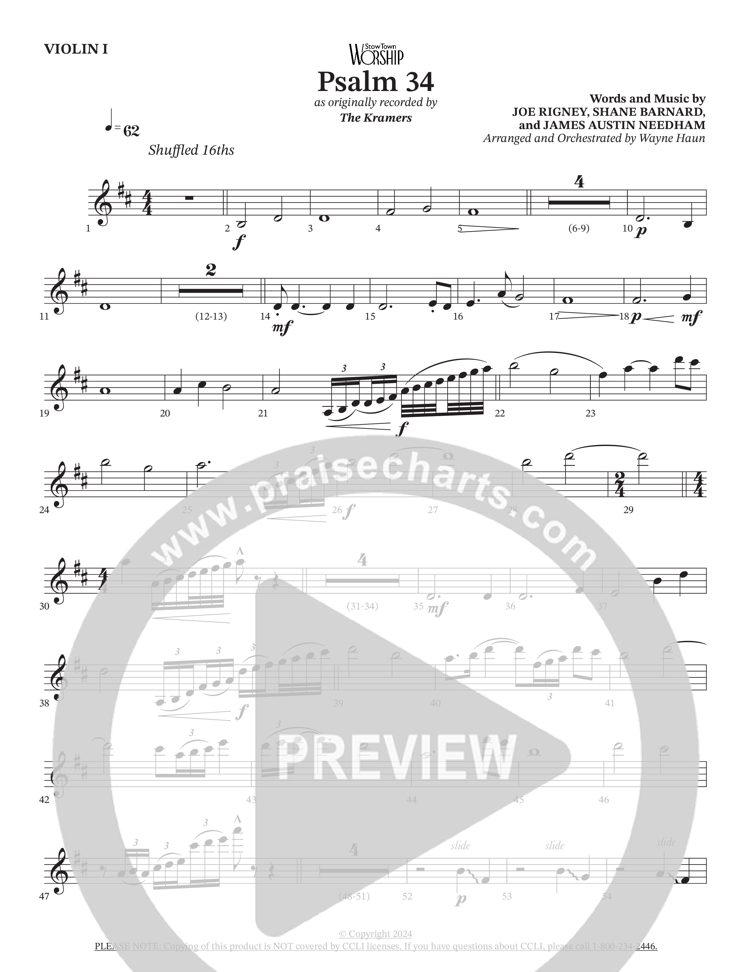 Psalm 34 (Choral Anthem SATB) String Pack (The Kramers / Arr. Wayne Haun)