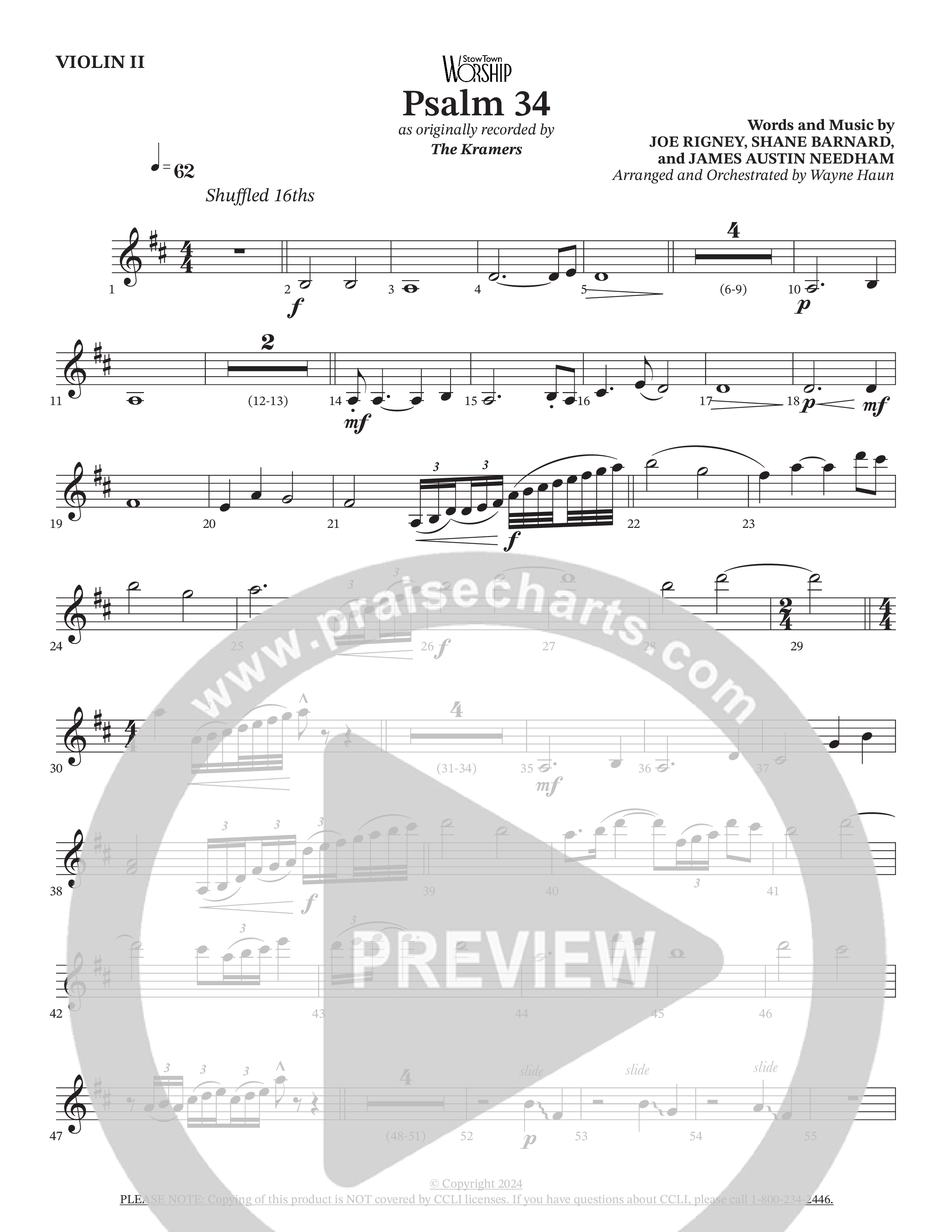 Psalm 34 (Choral Anthem SATB) String Pack (The Kramers / Arr. Wayne Haun)