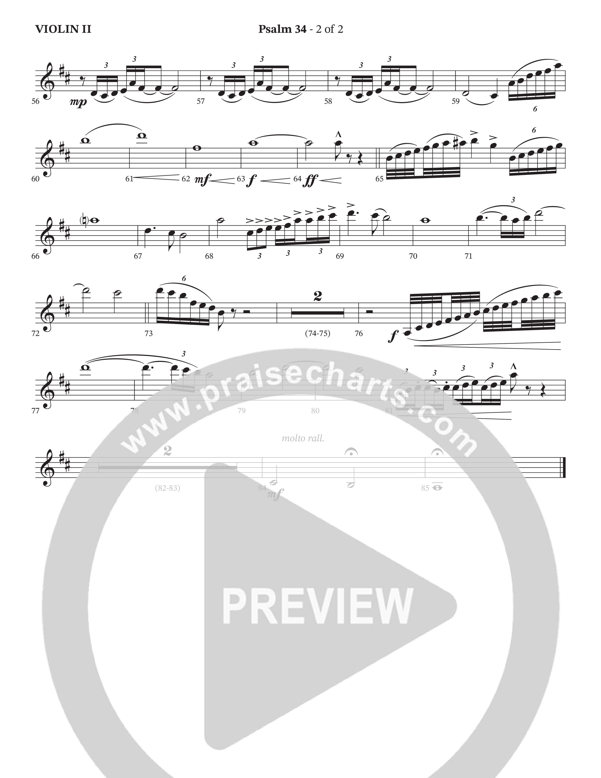 Psalm 34 (Choral Anthem SATB) Violin 2 (The Kramers / Arr. Wayne Haun)