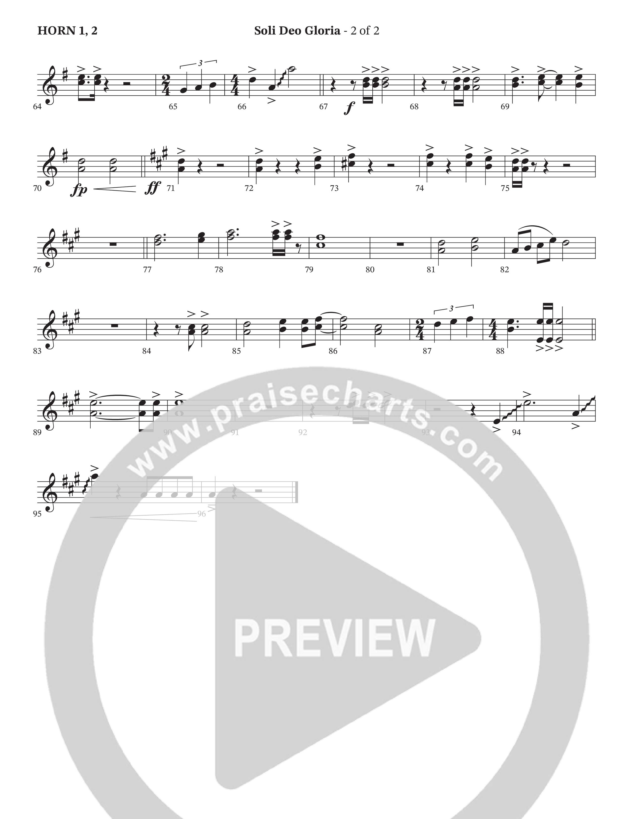 Soli Deo Gloria (Choral Anthem SATB) French Horn (The Kramers / Arr. Wayne Haun / Arr. Cliff Duren / Arr. Brian Eads)