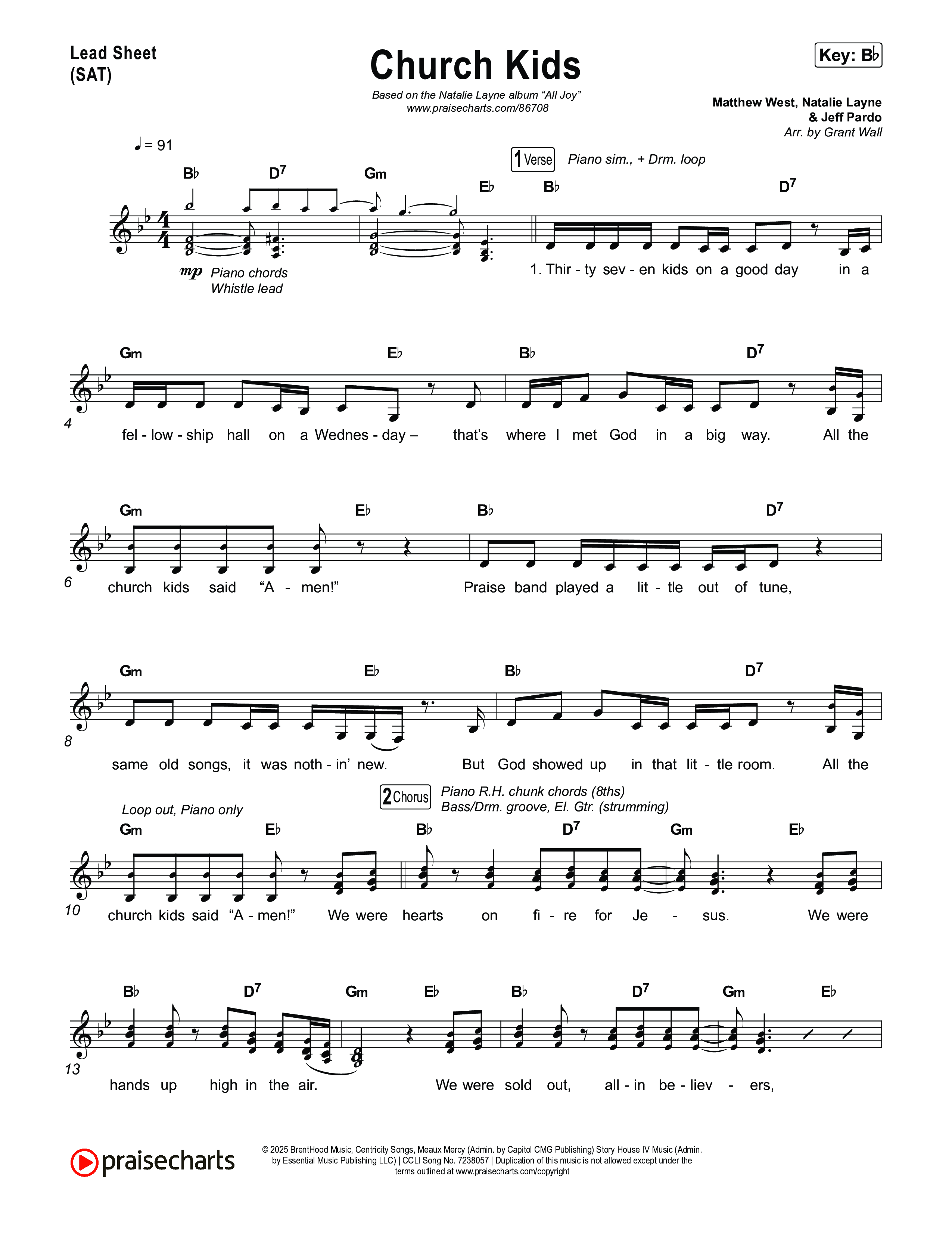 Church Kids Lead Sheet (SAT) (Natalie Layne)