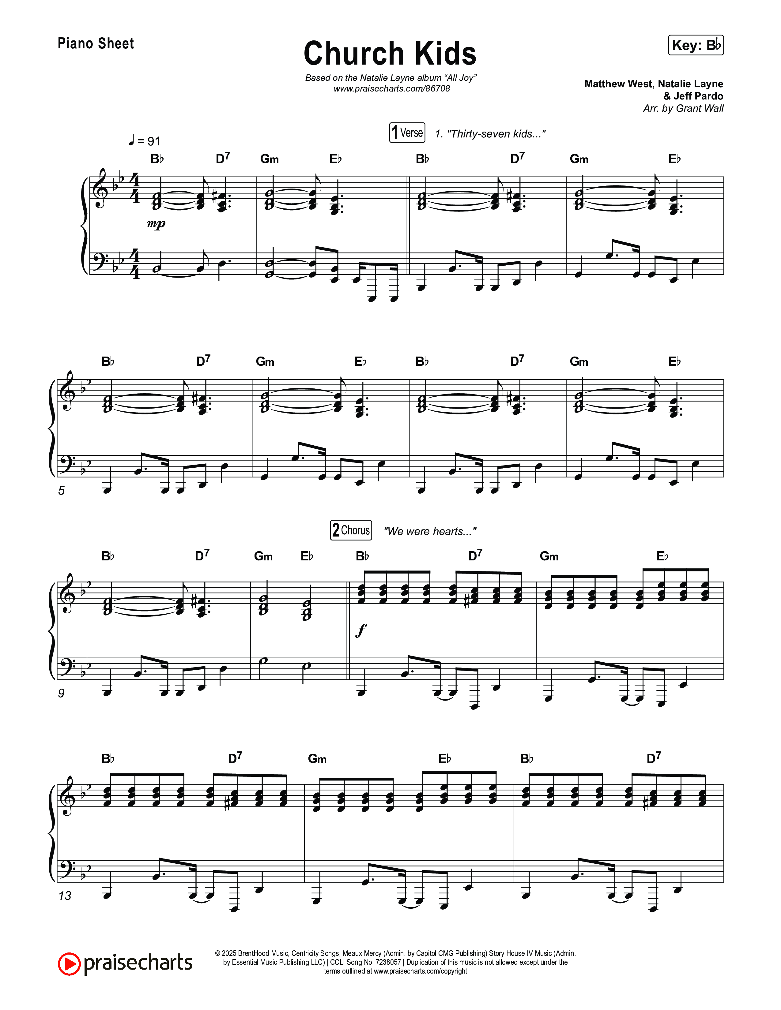 Church Kids Piano Sheet (Natalie Layne)