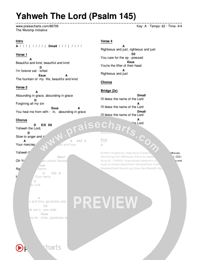 Yahweh The Lord (Psalm 145) Chords & Lyrics (The Worship Initiative)