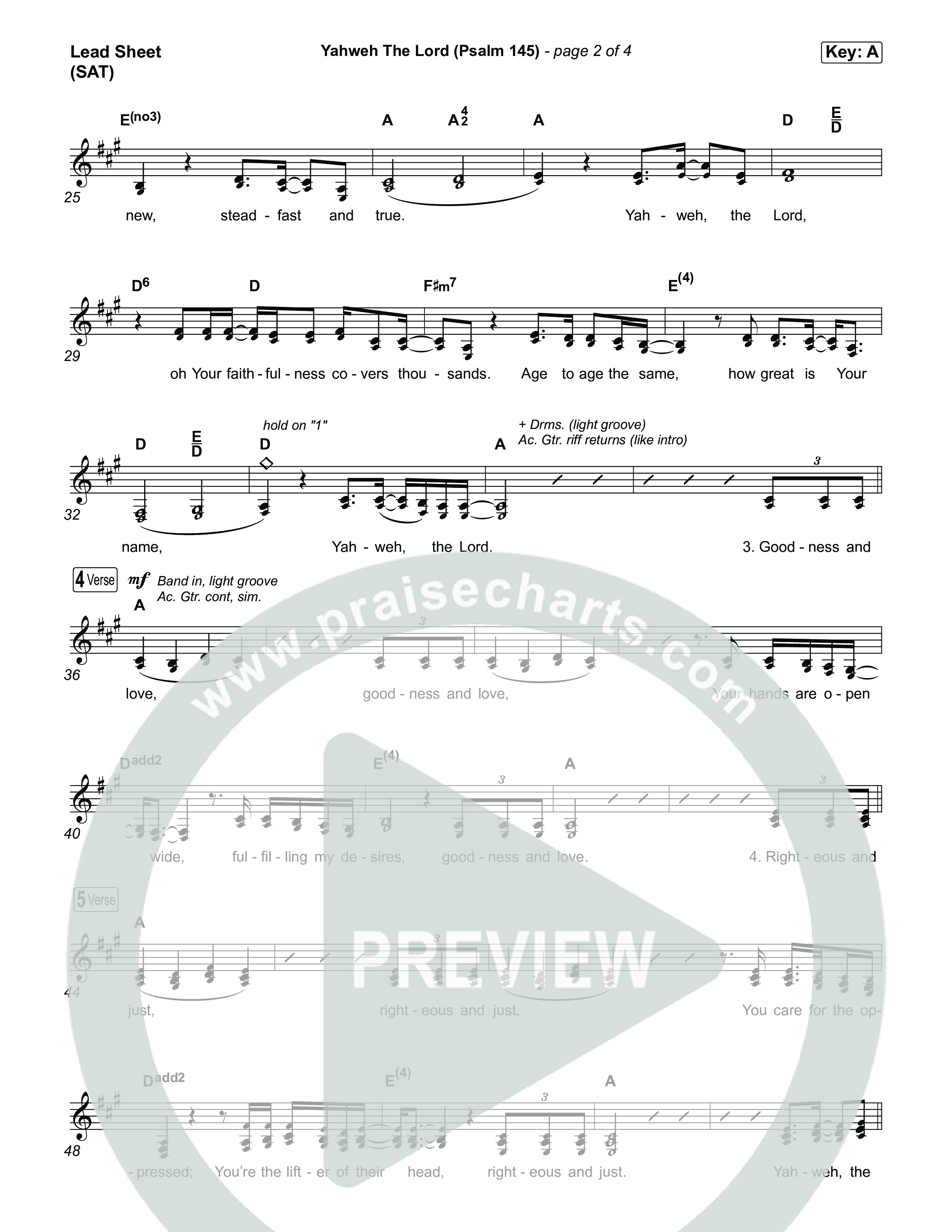 Yahweh The Lord (Psalm 145) Lead Sheet (SAT) (The Worship Initiative)