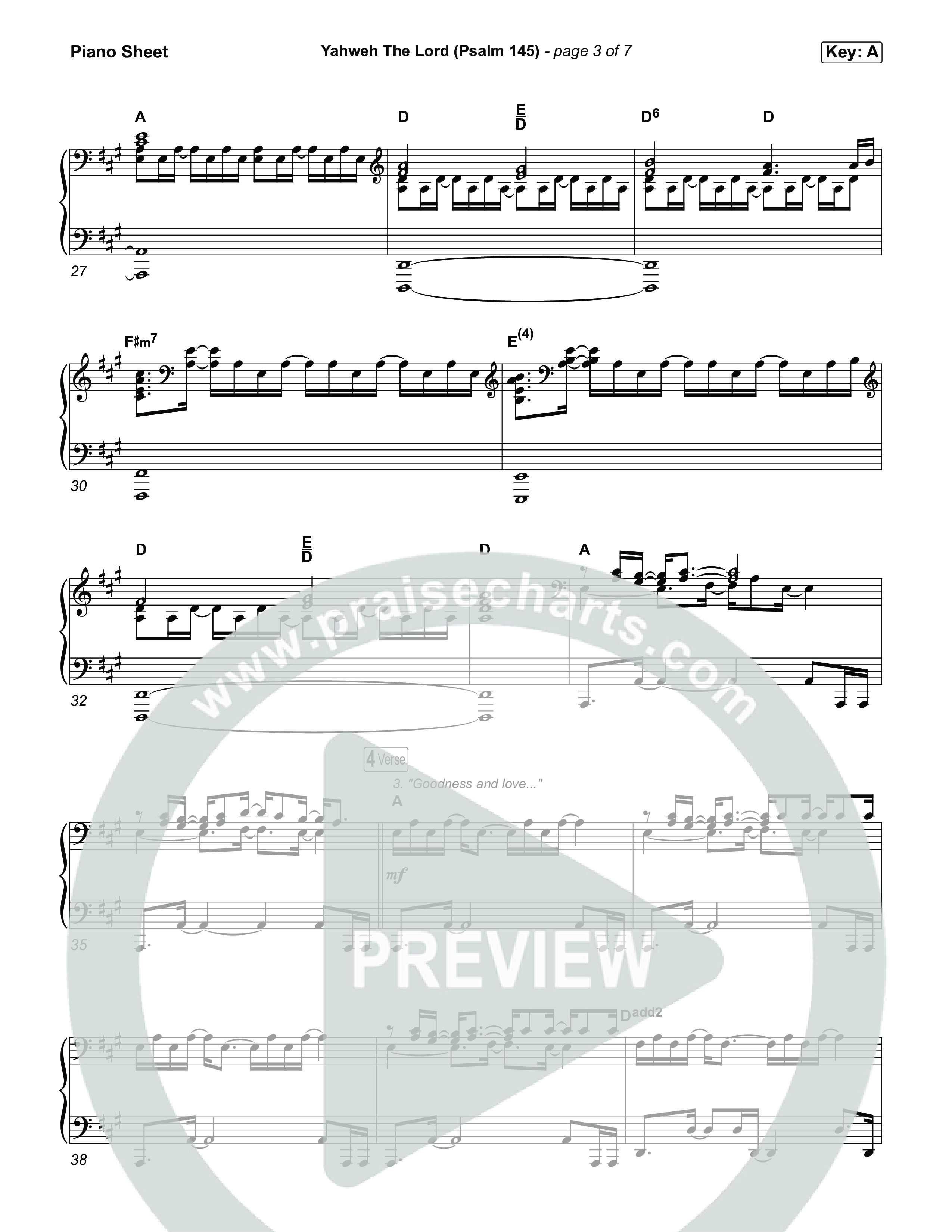 Yahweh The Lord (Psalm 145) Piano Sheet (The Worship Initiative)