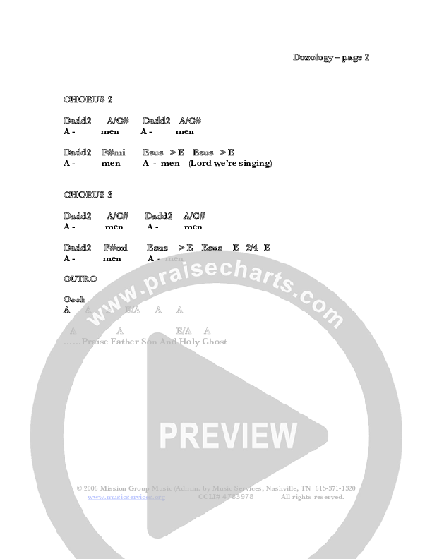 Doxology (Amen) Chords & Lyrics (Symphony In Red)