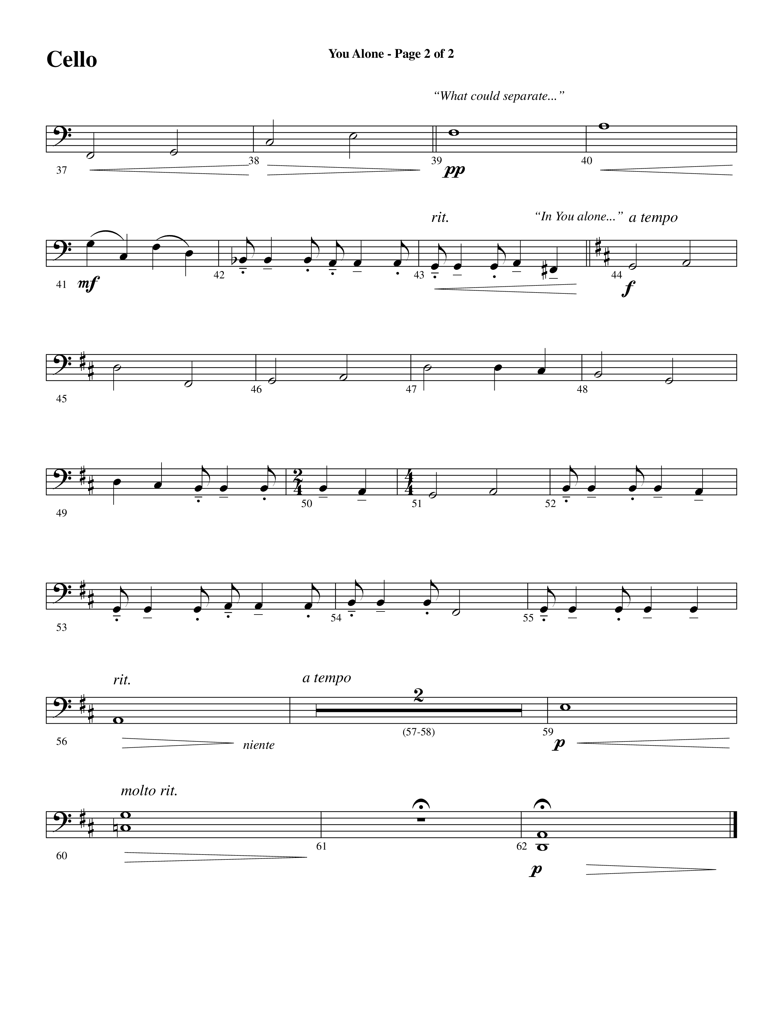 You Alone (Choral Anthem SATB) Cello (Word Music Choral / Arr. Phillip Keveren)