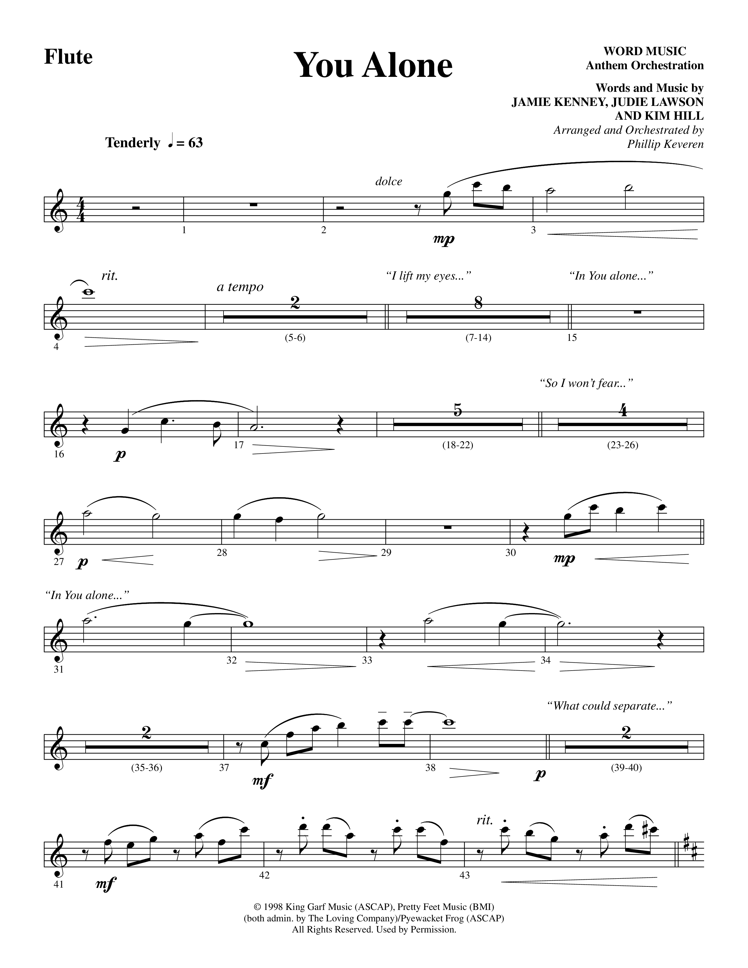 You Alone (Choral Anthem SATB) Flute (Word Music Choral / Arr. Phillip Keveren)