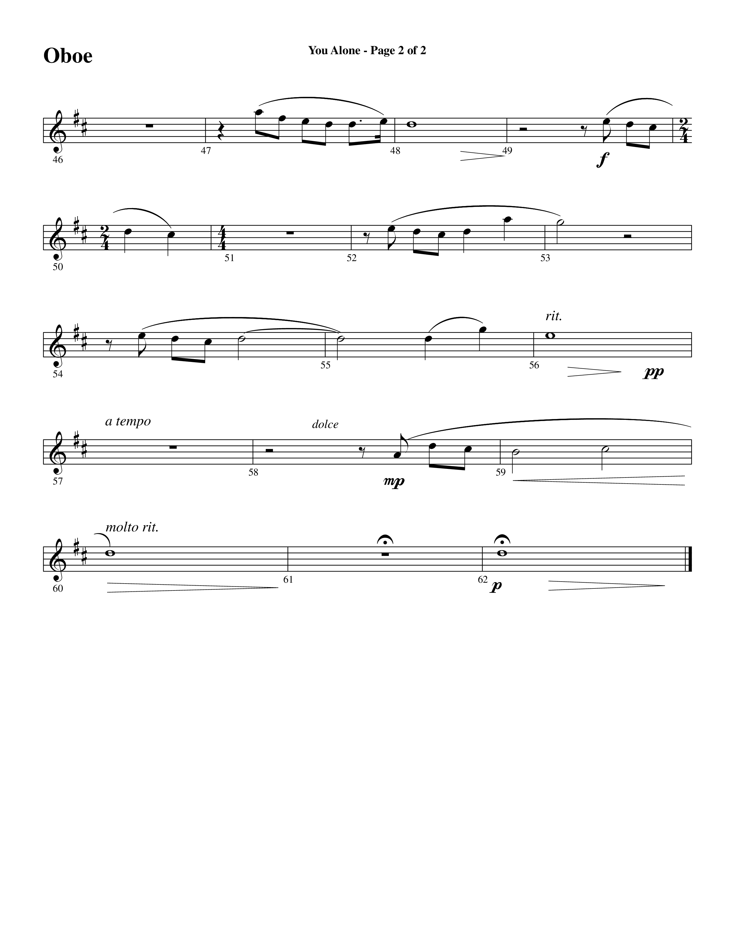 You Alone (Choral Anthem SATB) Oboe (Word Music Choral / Arr. Phillip Keveren)