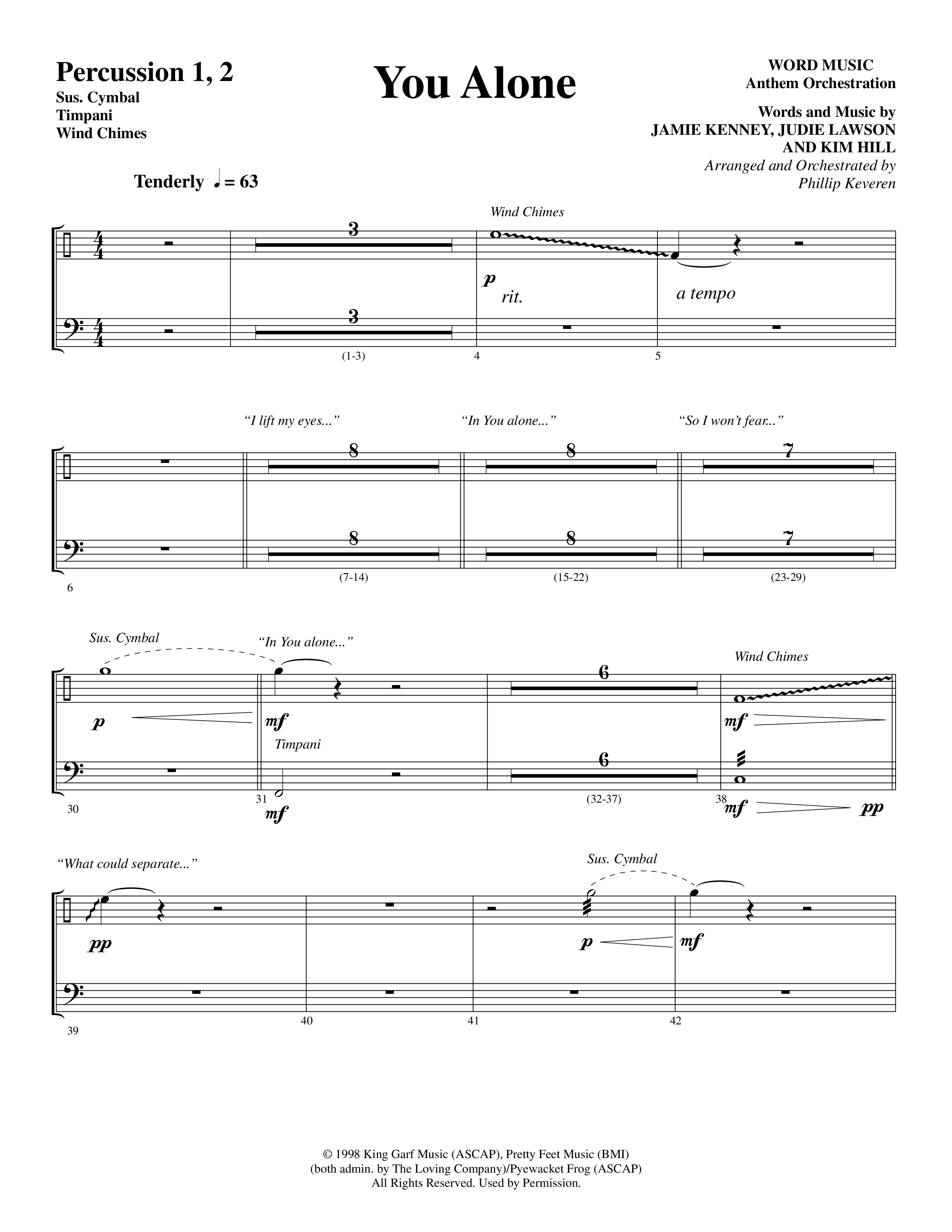 You Alone (Choral Anthem SATB) Percussion 1/2 (Word Music Choral / Arr. Phillip Keveren)