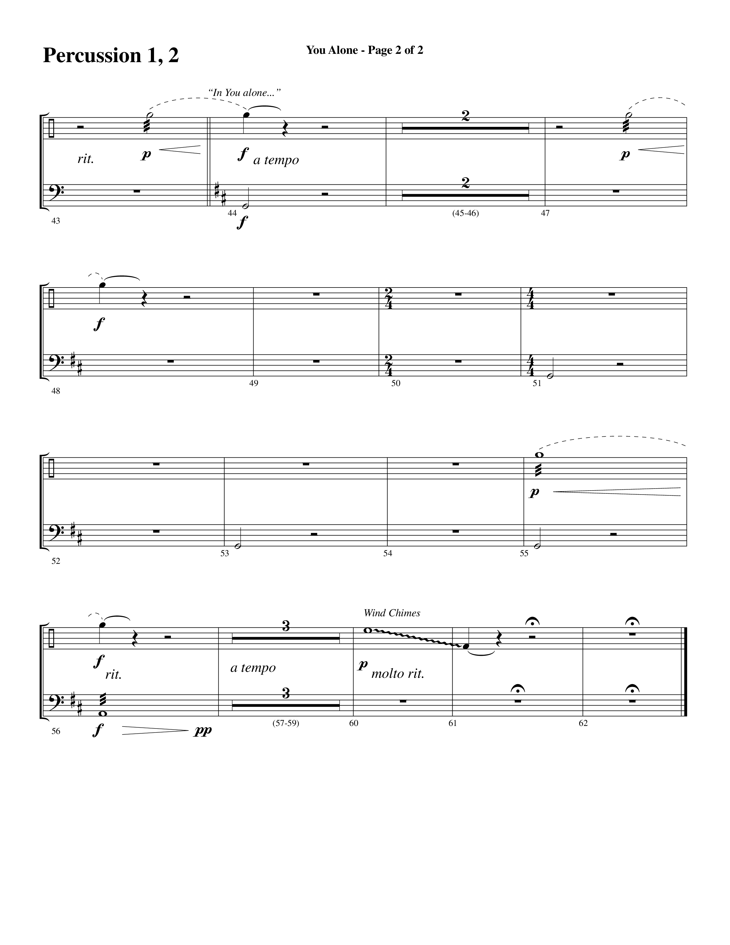 You Alone (Choral Anthem SATB) Percussion 1/2 (Word Music Choral / Arr. Phillip Keveren)