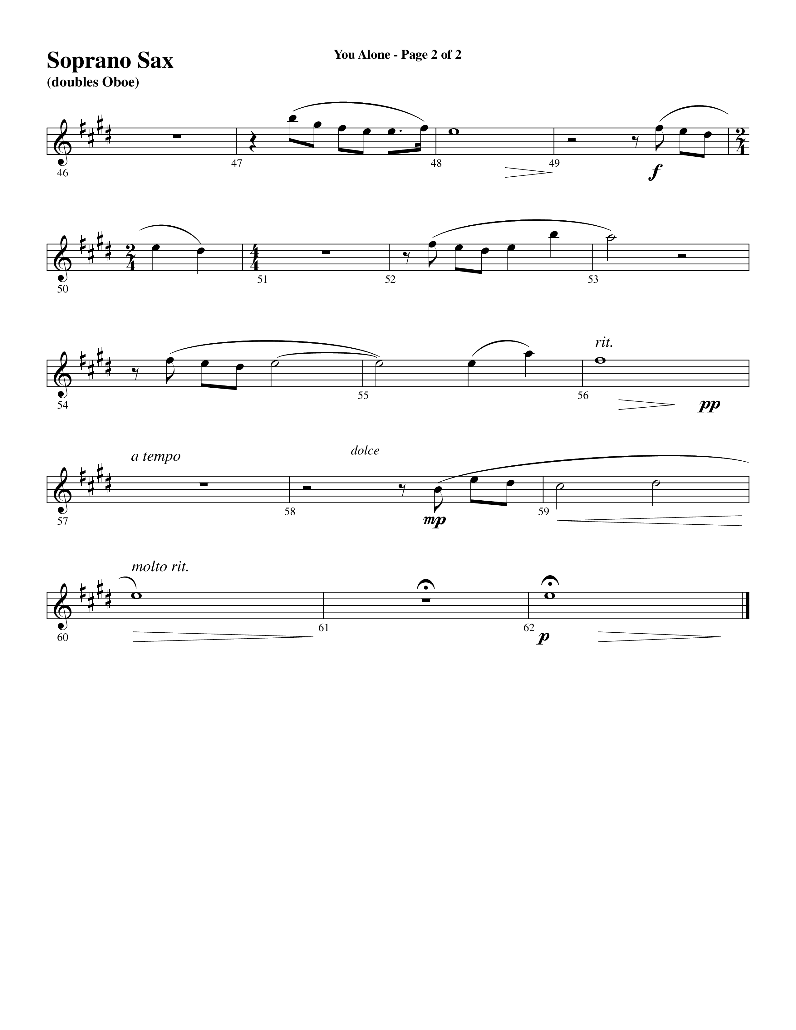You Alone (Choral Anthem SATB) Soprano Sax (Word Music Choral / Arr. Phillip Keveren)
