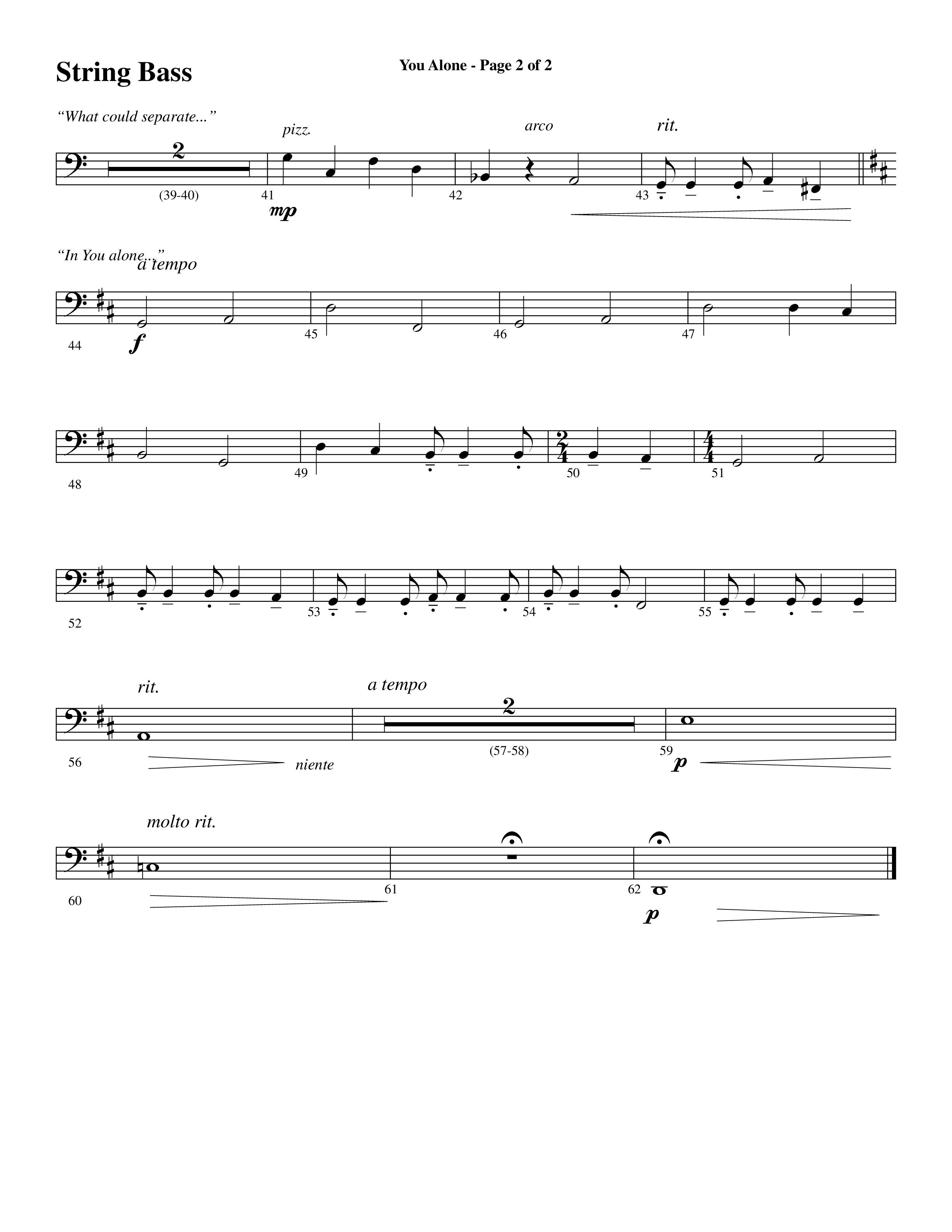 You Alone (Choral Anthem SATB) String Bass (Word Music Choral / Arr. Phillip Keveren)