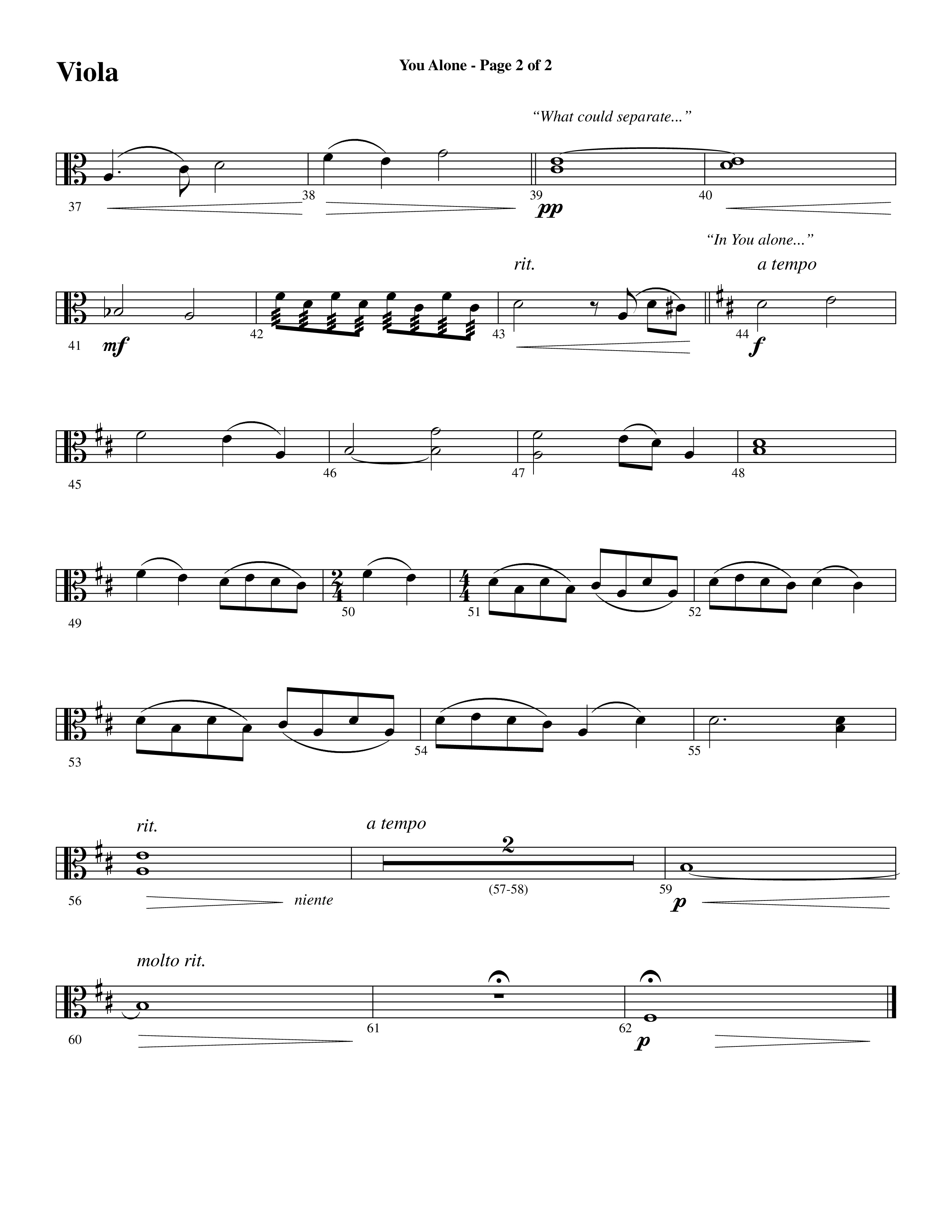 You Alone (Choral Anthem SATB) Viola (Word Music Choral / Arr. Phillip Keveren)