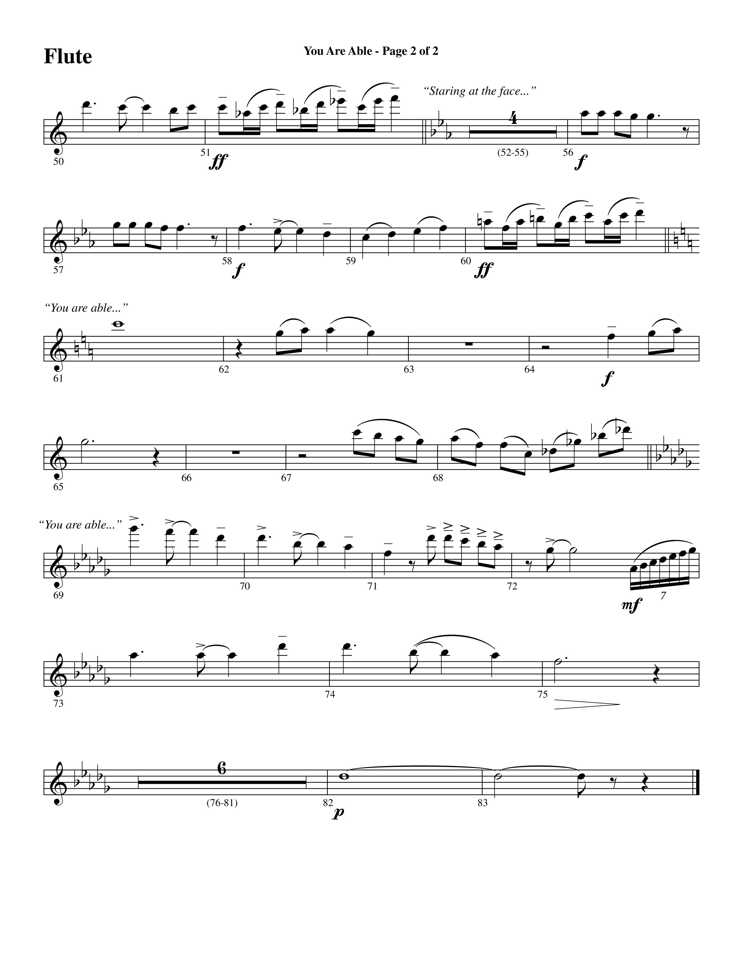 You Are Able (Choral Anthem SATB) Flute (Word Music Choral / Arr. Steve Mauldin)