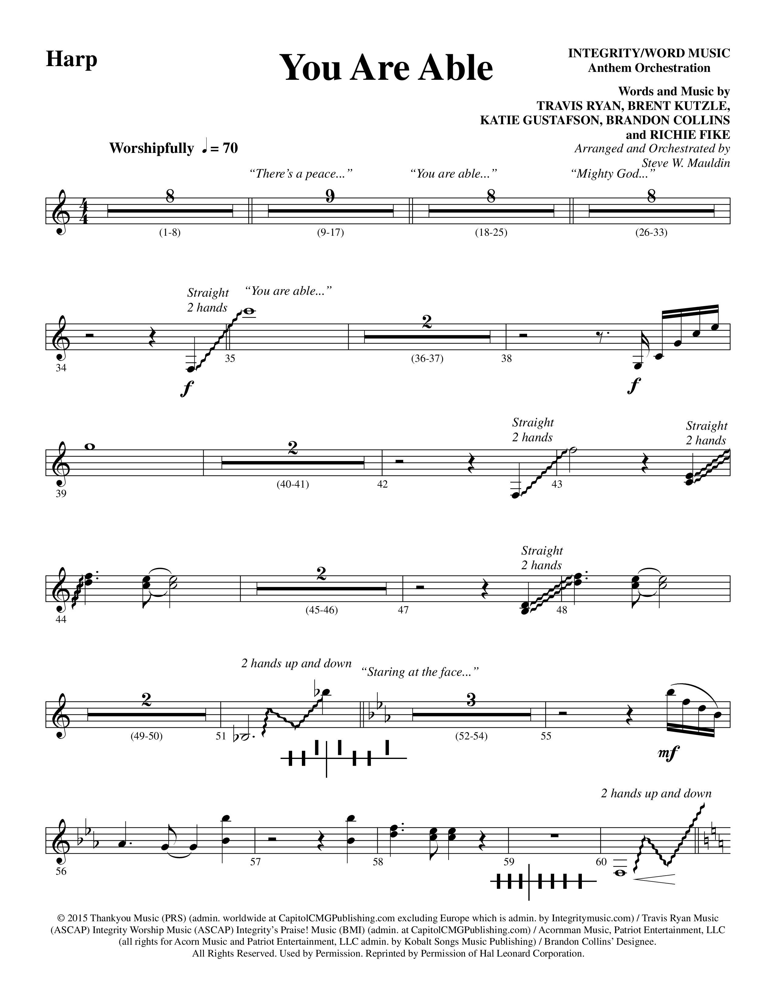You Are Able (Choral Anthem SATB) Harp (Word Music Choral / Arr. Steve Mauldin)