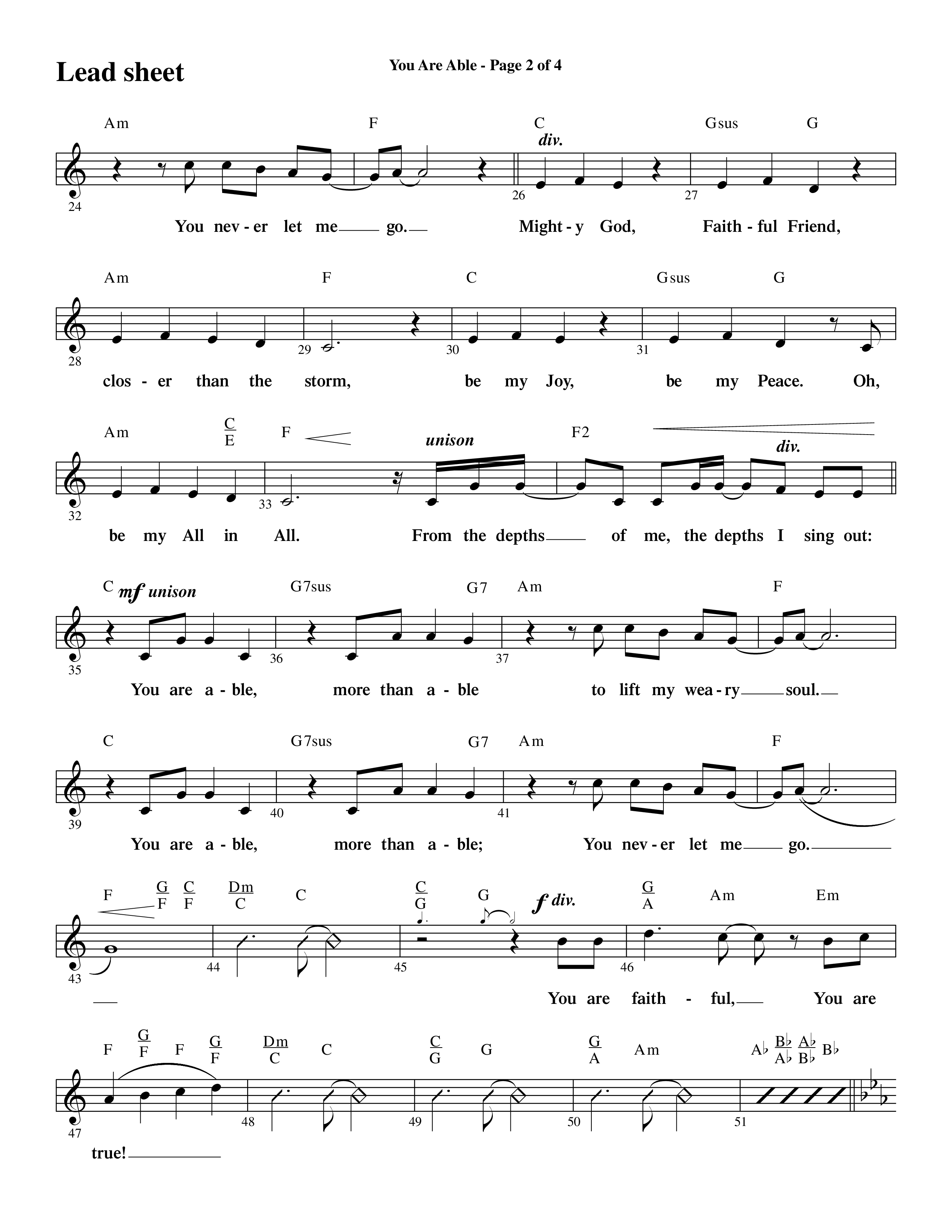 You Are Able (Choral Anthem SATB) Lead Sheet (Melody) (Word Music Choral / Arr. Steve Mauldin)