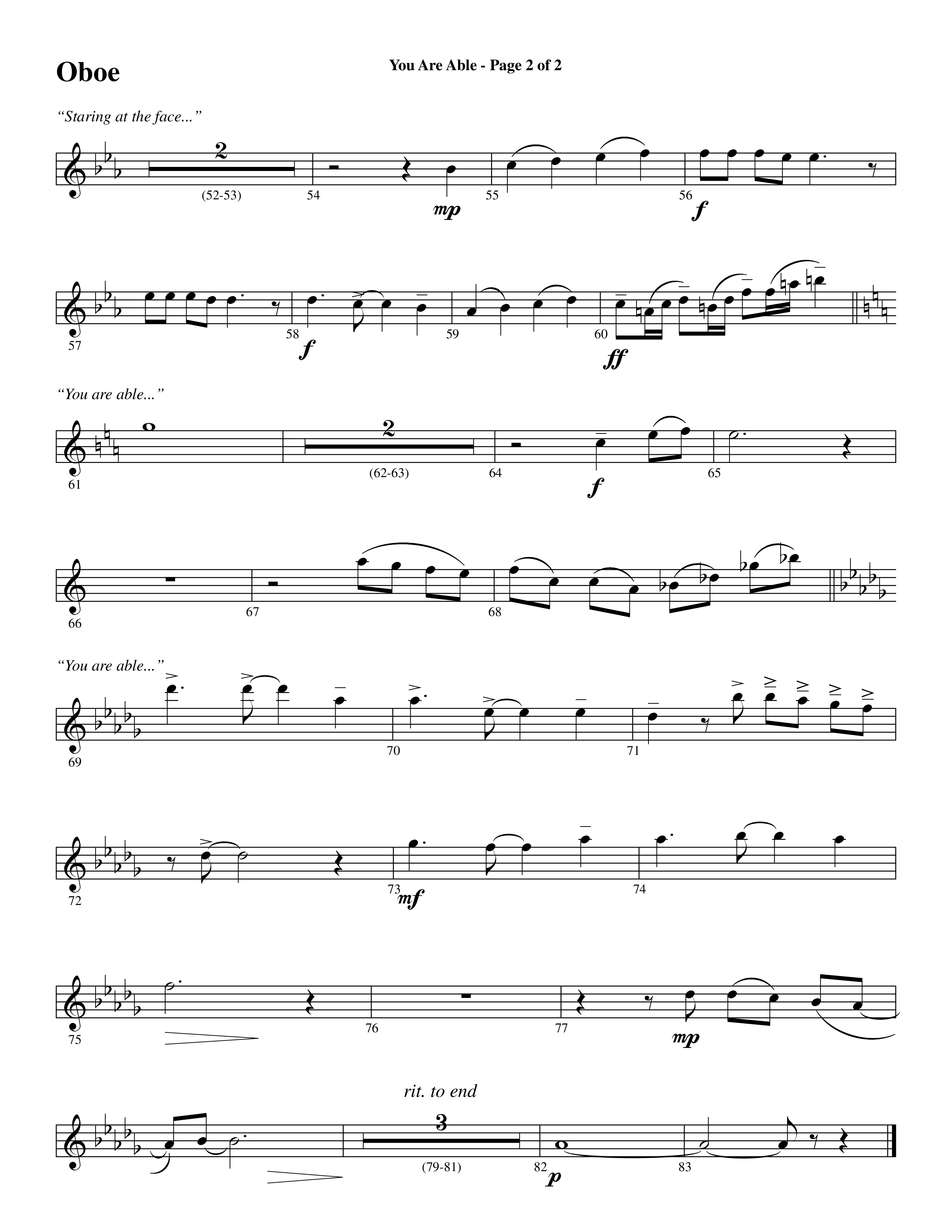 You Are Able (Choral Anthem SATB) Oboe (Word Music Choral / Arr. Steve Mauldin)