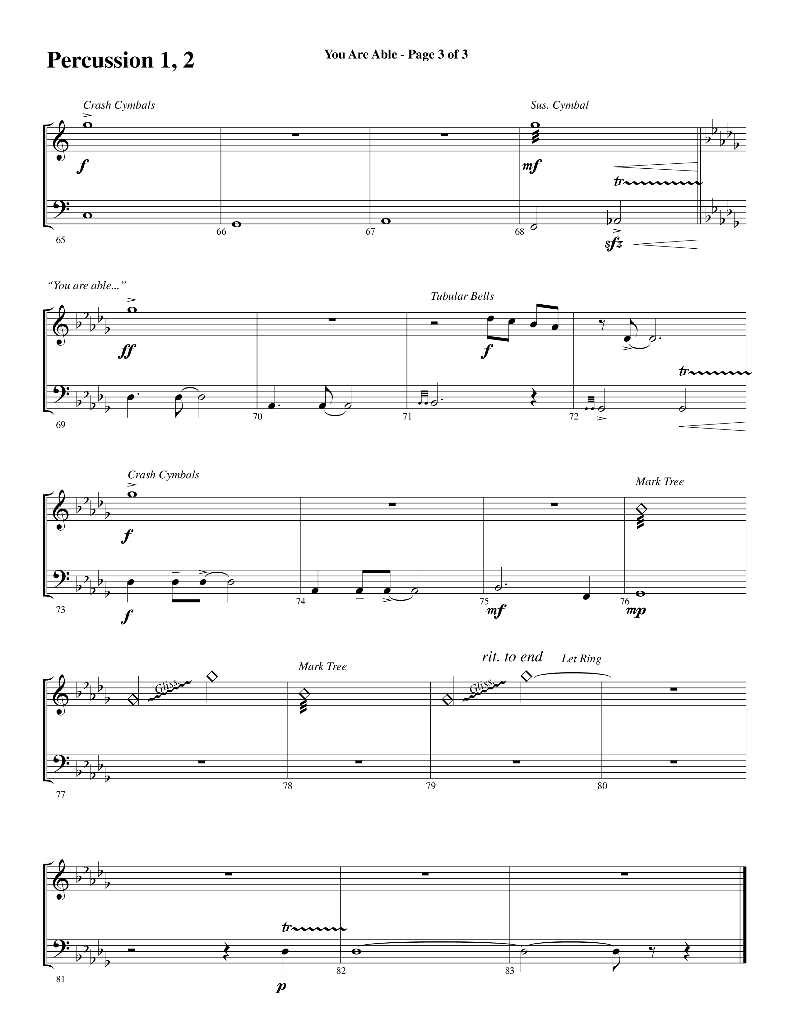 You Are Able (Choral Anthem SATB) Percussion 1/2 (Word Music Choral / Arr. Steve Mauldin)