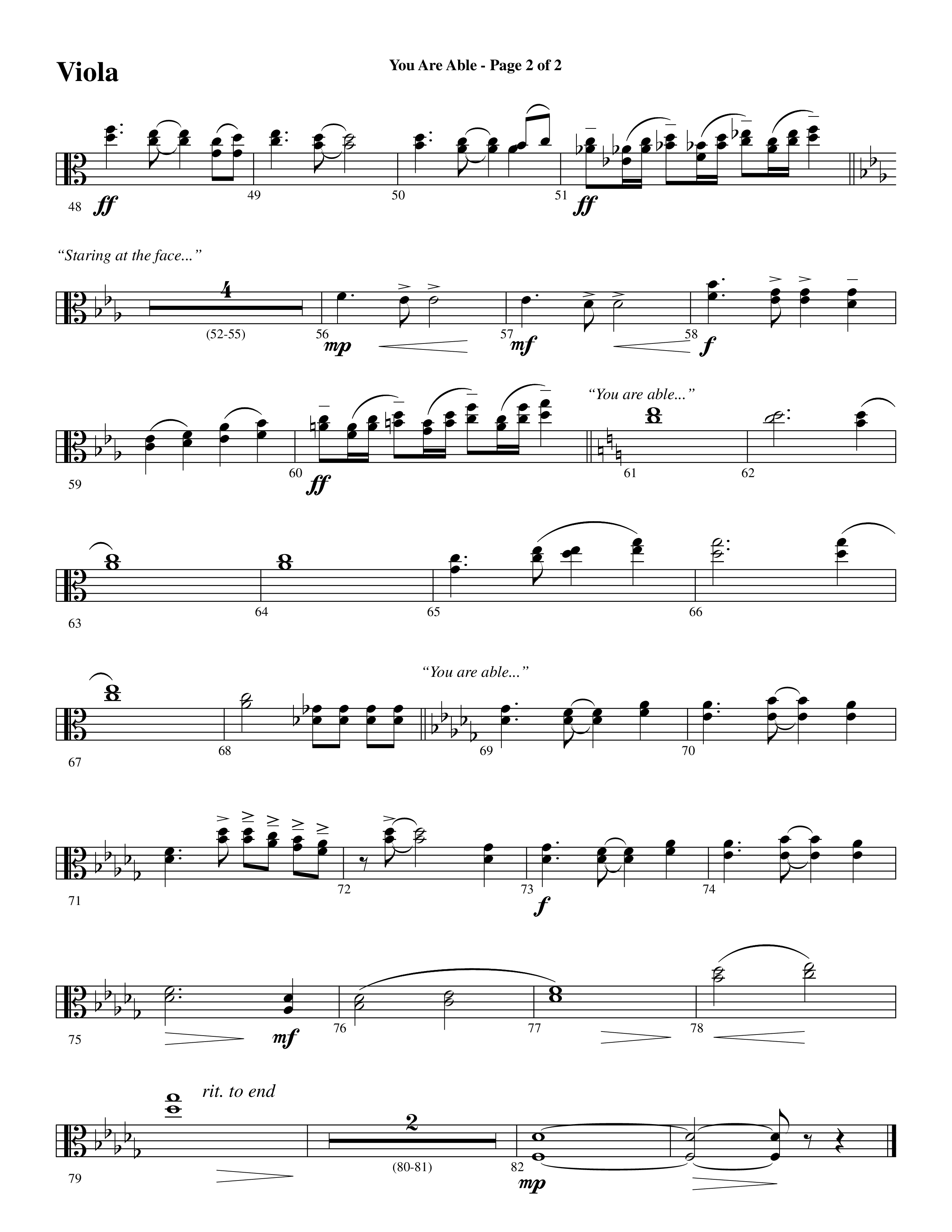 You Are Able (Choral Anthem SATB) Viola (Word Music Choral / Arr. Steve Mauldin)